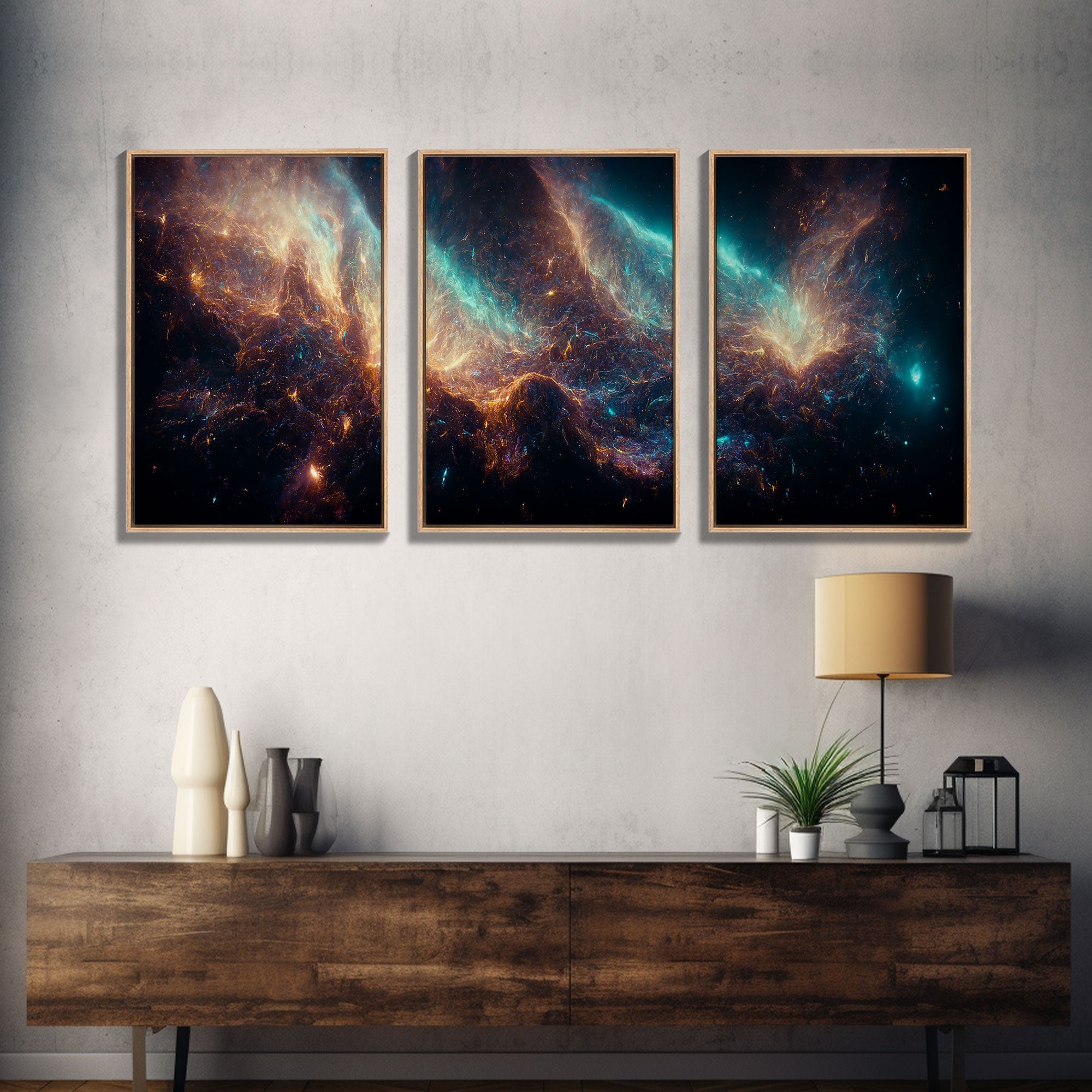 Galaxy of Stars, String Theory, 3 Piece Wall Art, Ready To Hang Canvas Print