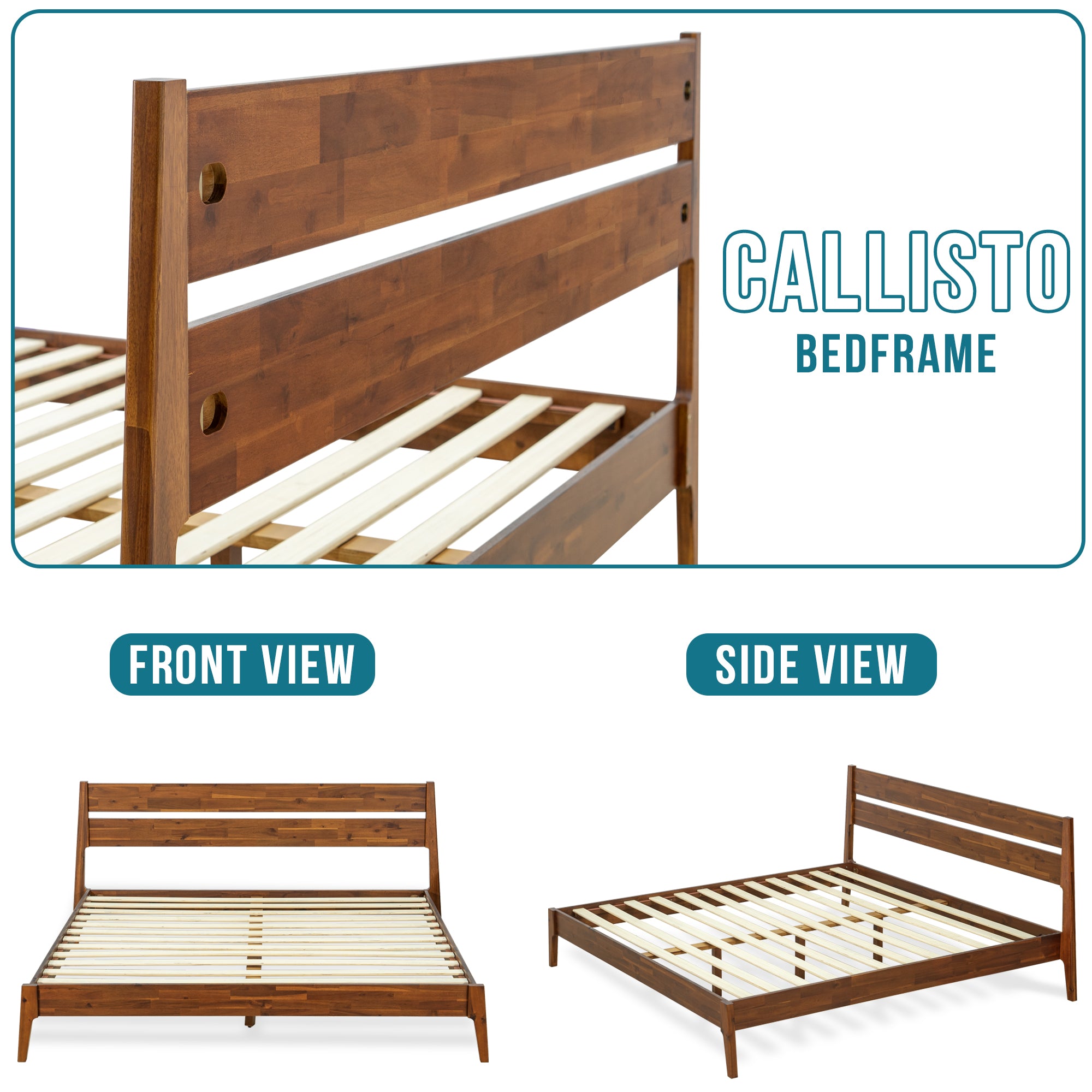 Acacia Callisto Deluxe Solid Wood Bed Frame