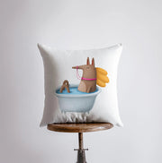 Horse Bathing in Tub Pillow | Throw Pillow | Horse Lover | Animal Lover Gift | Tiny House Decor | Cowgirl Pillow | Horse Pillow Pet UniikPillows