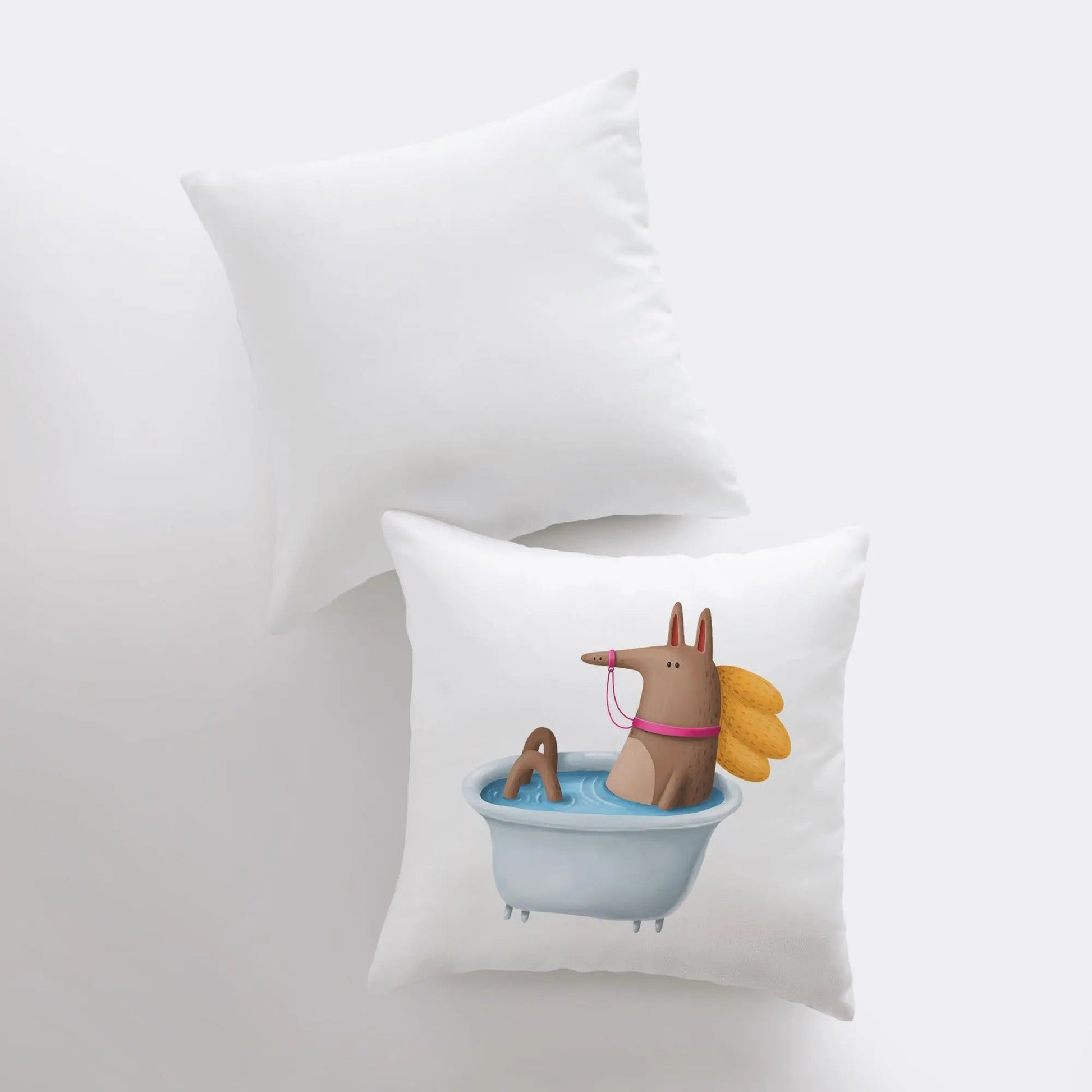 Horse Bathing in Tub Pillow | Throw Pillow | Horse Lover | Animal Lover Gift | Tiny House Decor | Cowgirl Pillow | Horse Pillow Pet UniikPillows