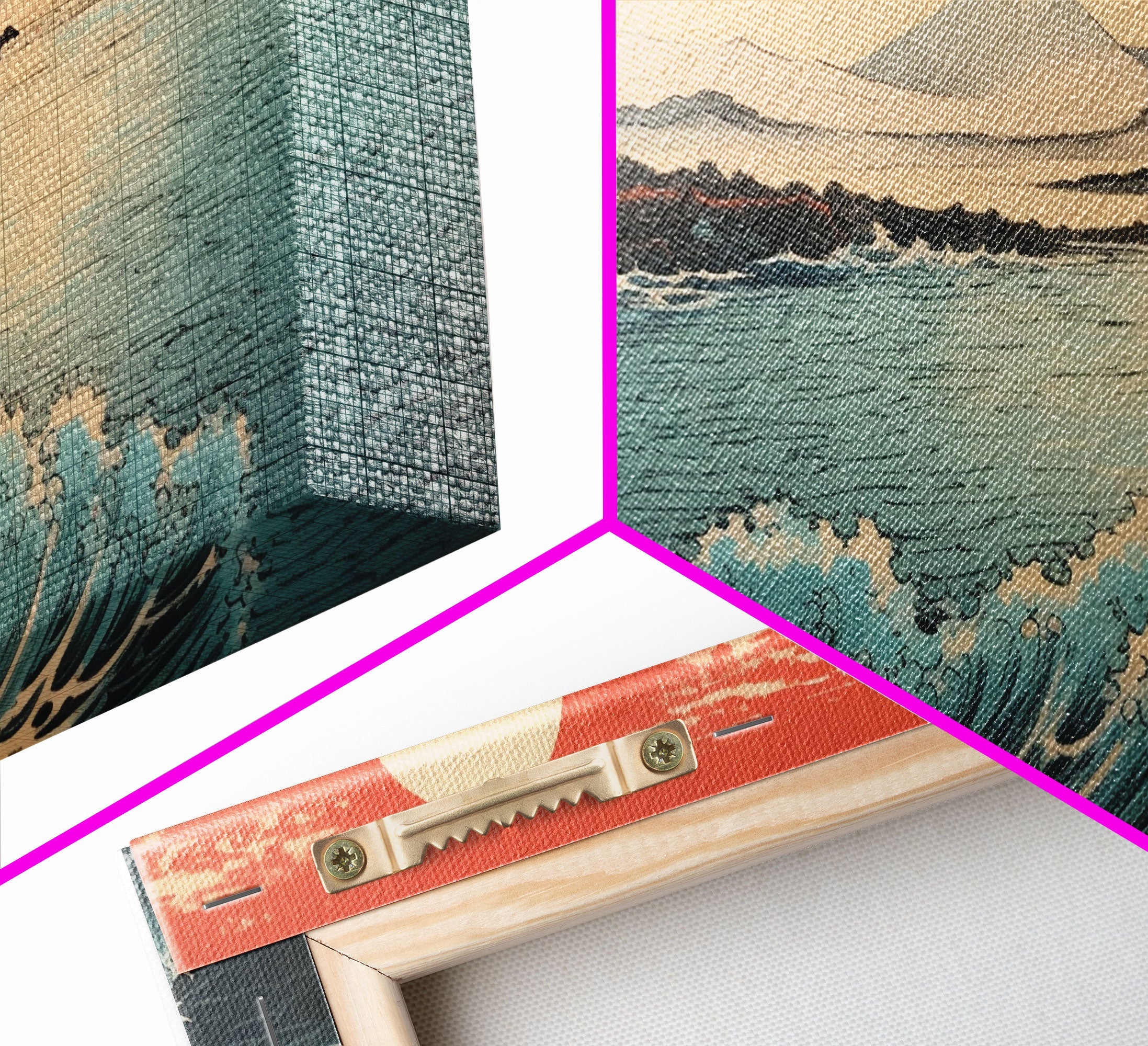 Ocean Waves, Japanese Wall Art, Canvas Print, 3 Piece Wall Art