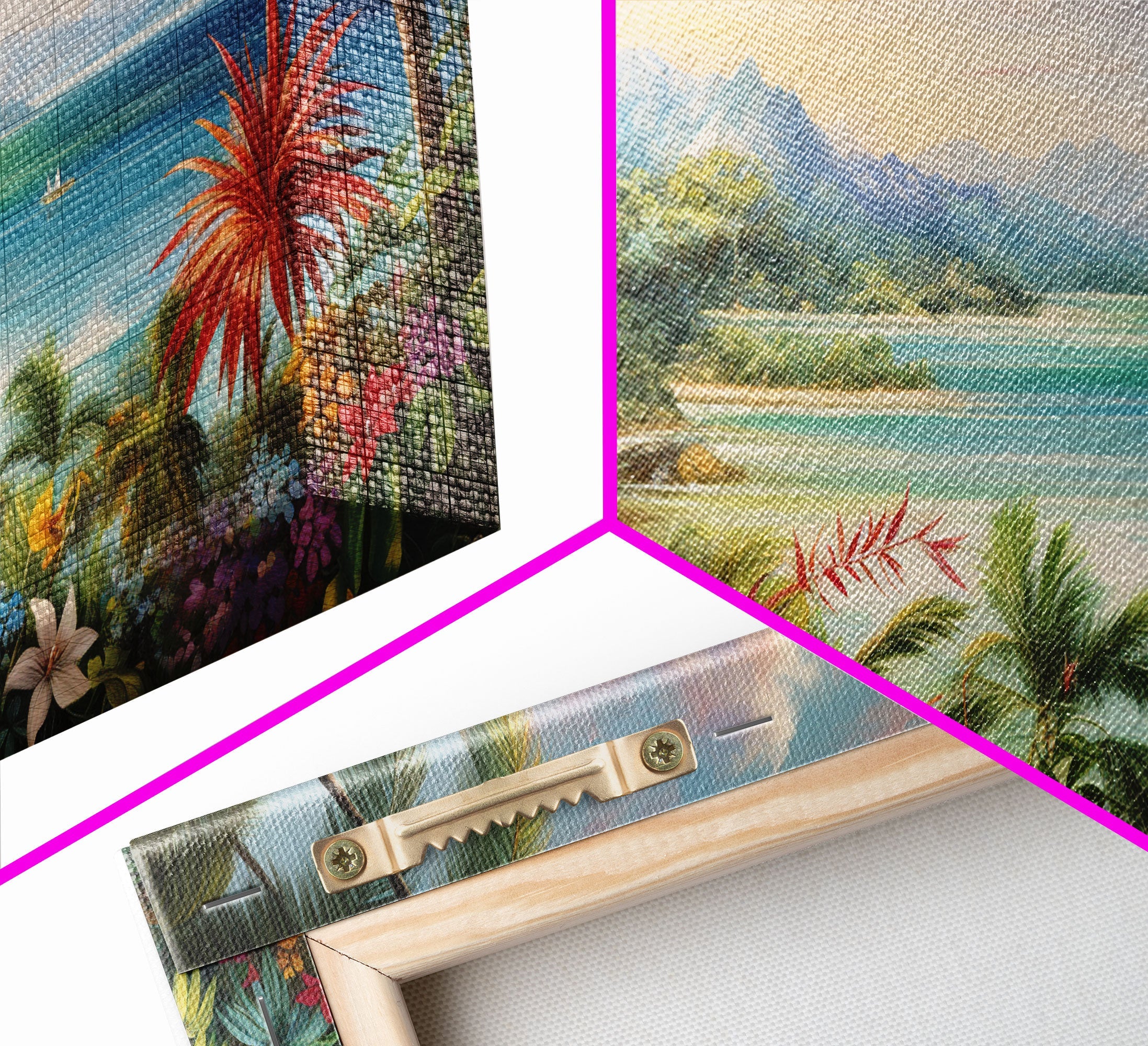 Tropical Wall Art, Canvas Print, Set Of 3 Prints