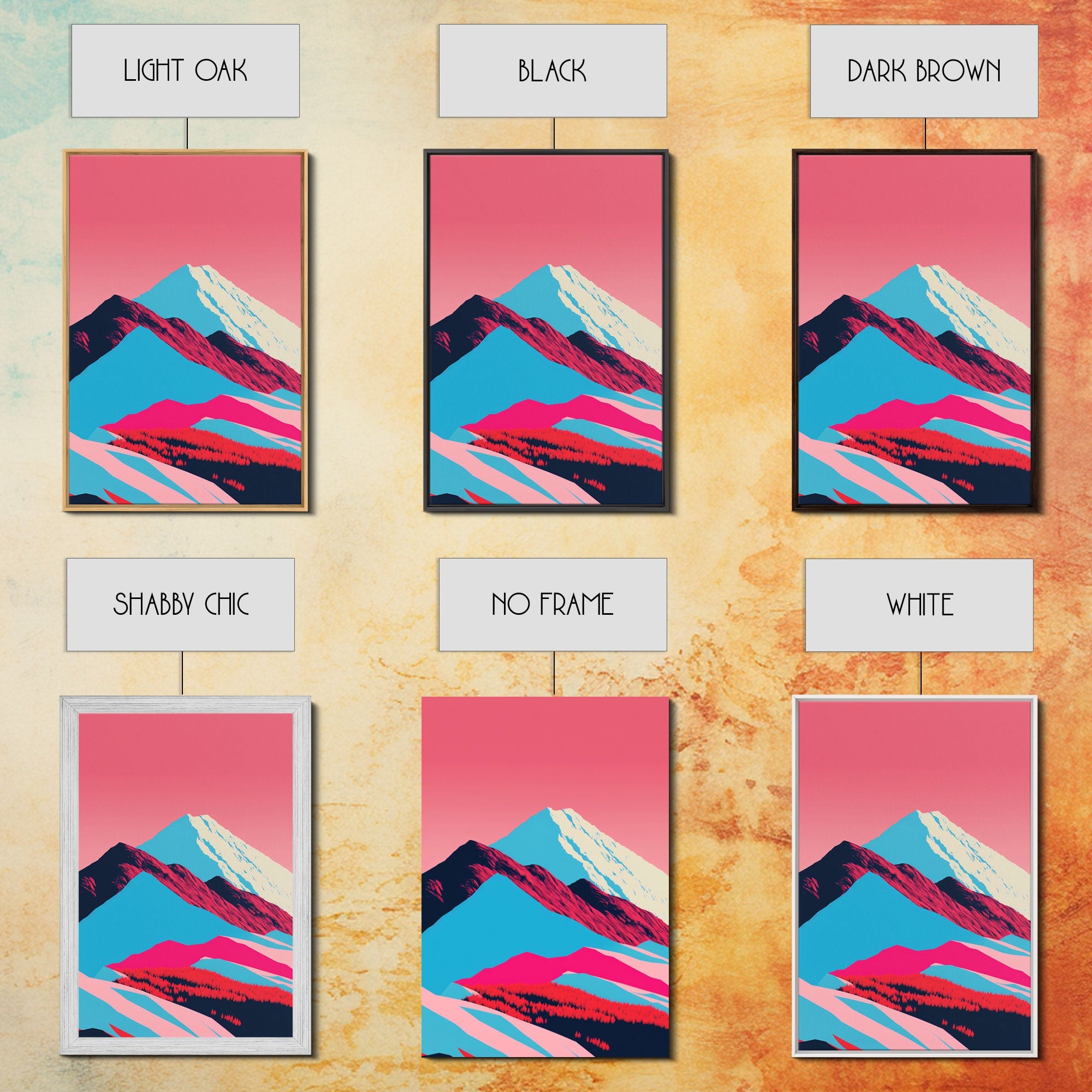 Minimalist Midcentury Wall Art, Framed Canvas Prints, 3 Piece Wall Art