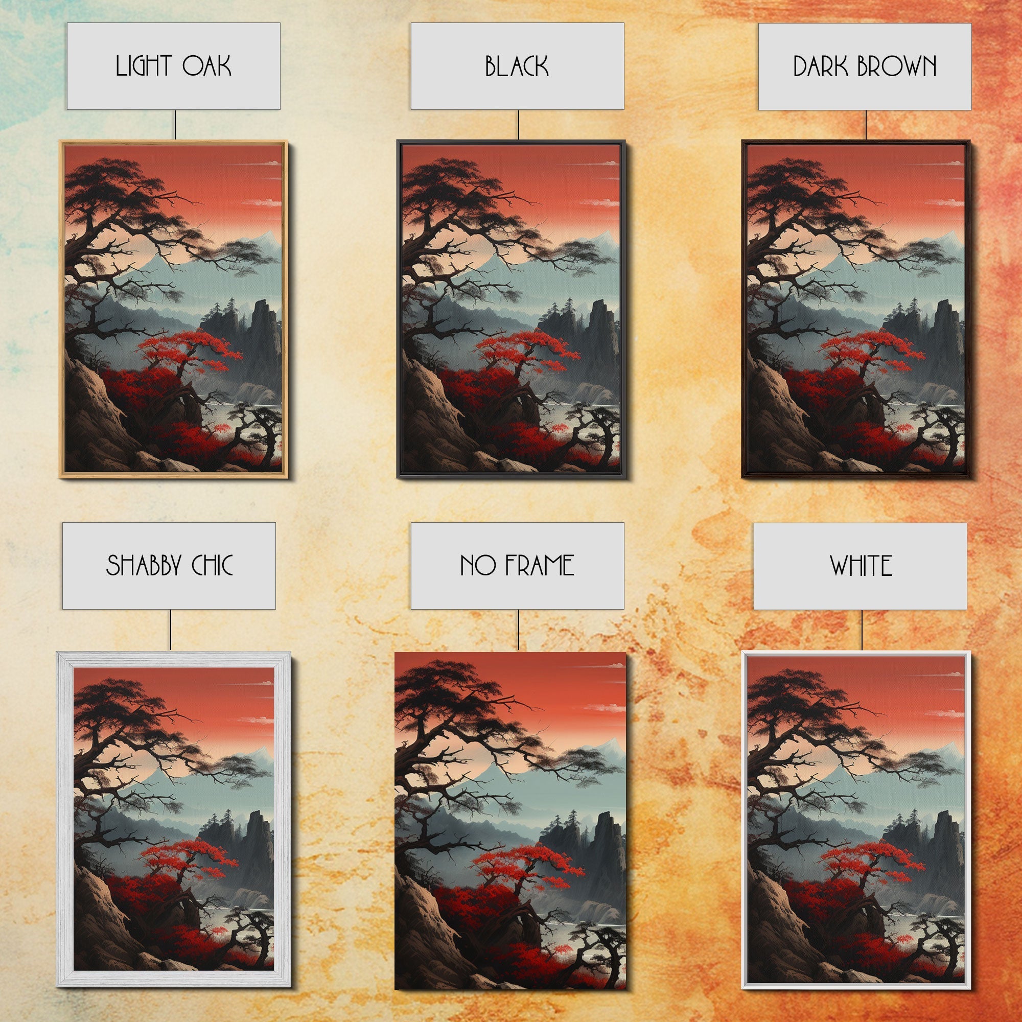 Japanese Wall Art, Mountains Print, Canvas Print, 3 Piece