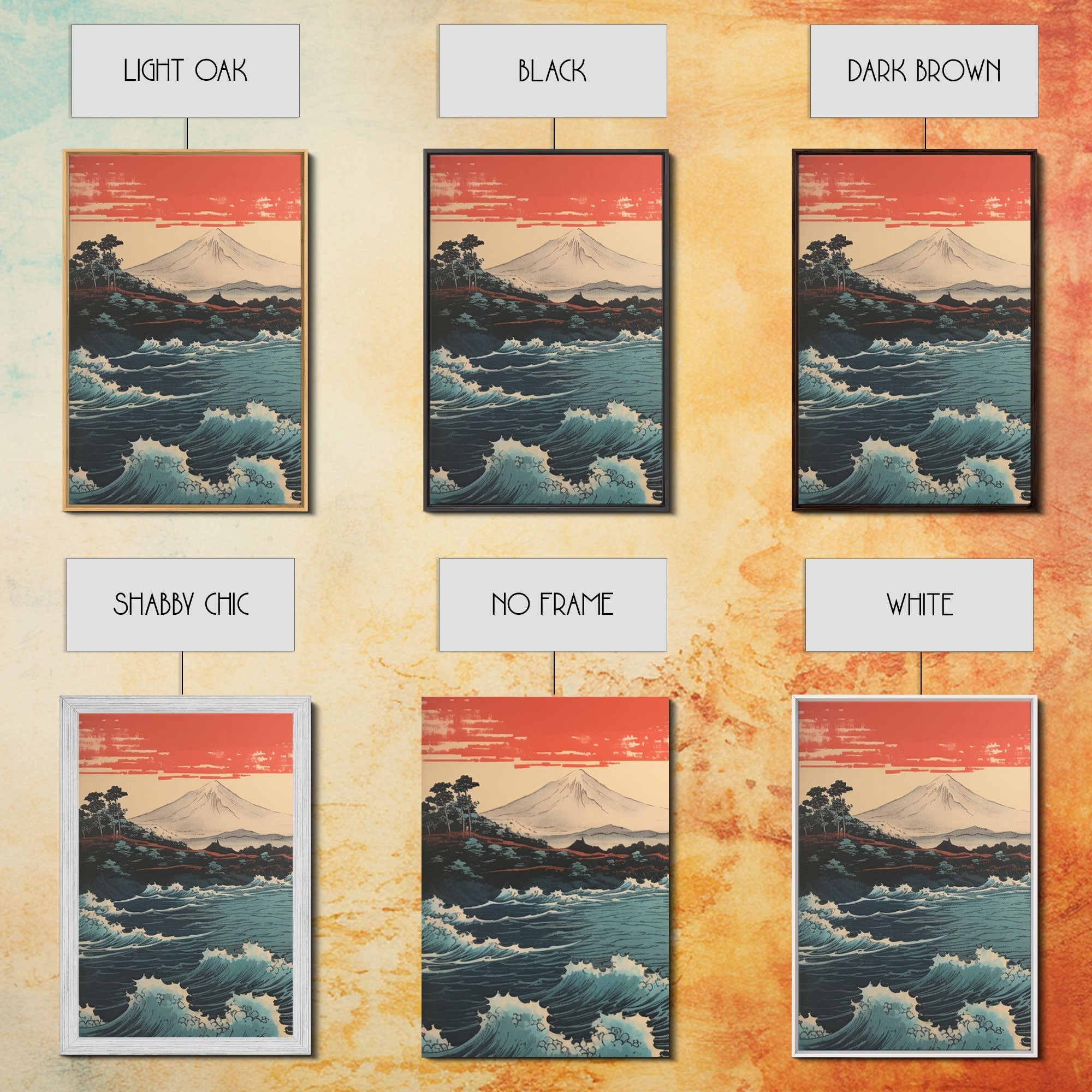 Ocean Waves, Japanese Wall Art, Canvas Print, 3 Piece Wall Art