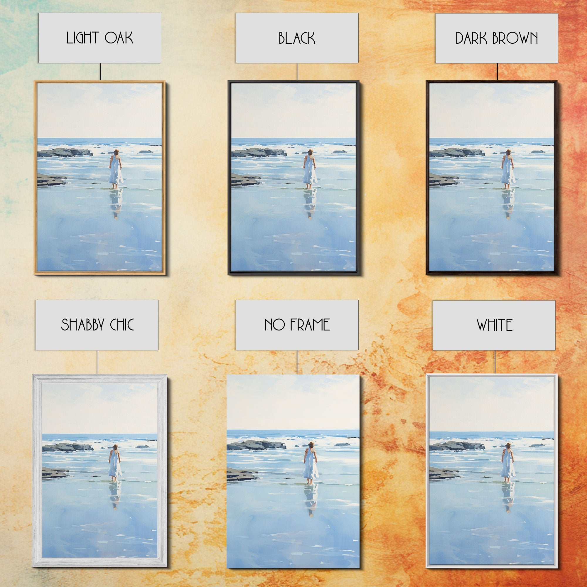 Framed Ocean Art | 3 Piece Art | Triptych Painting