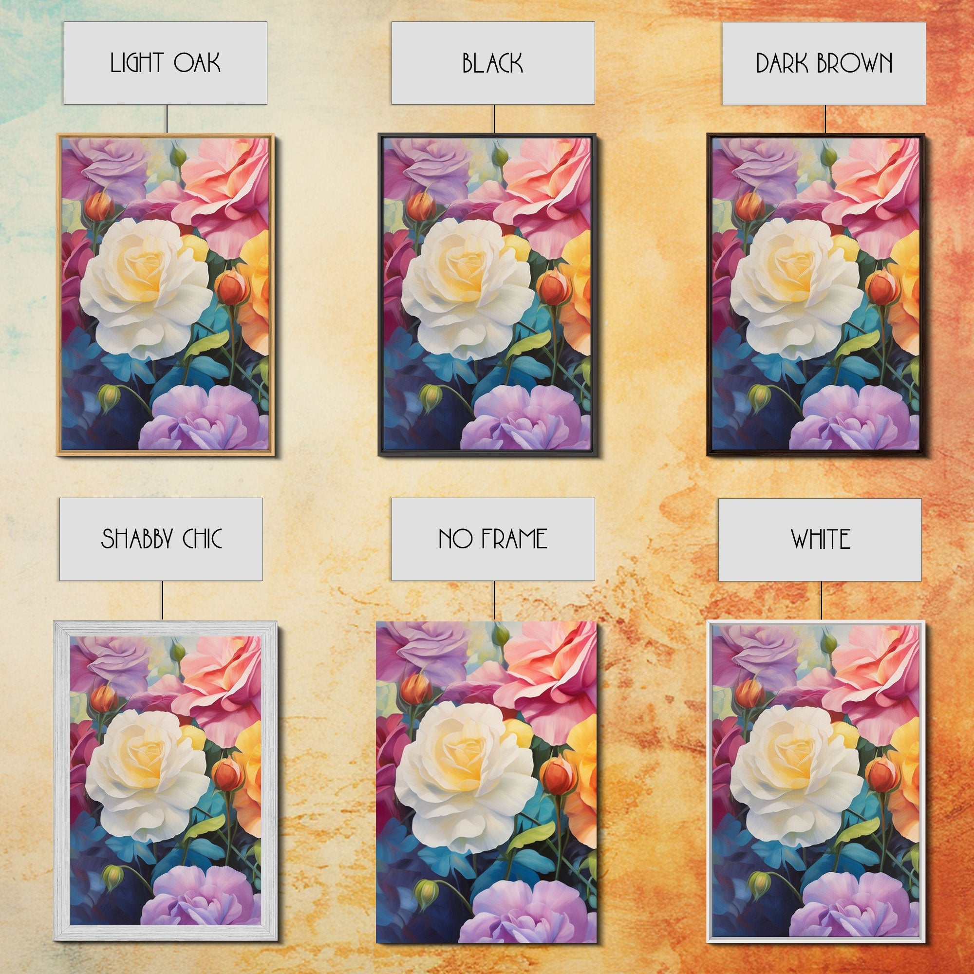 Beautiful Rose Art, Framed Canvas Print, 3 Piece Art Set