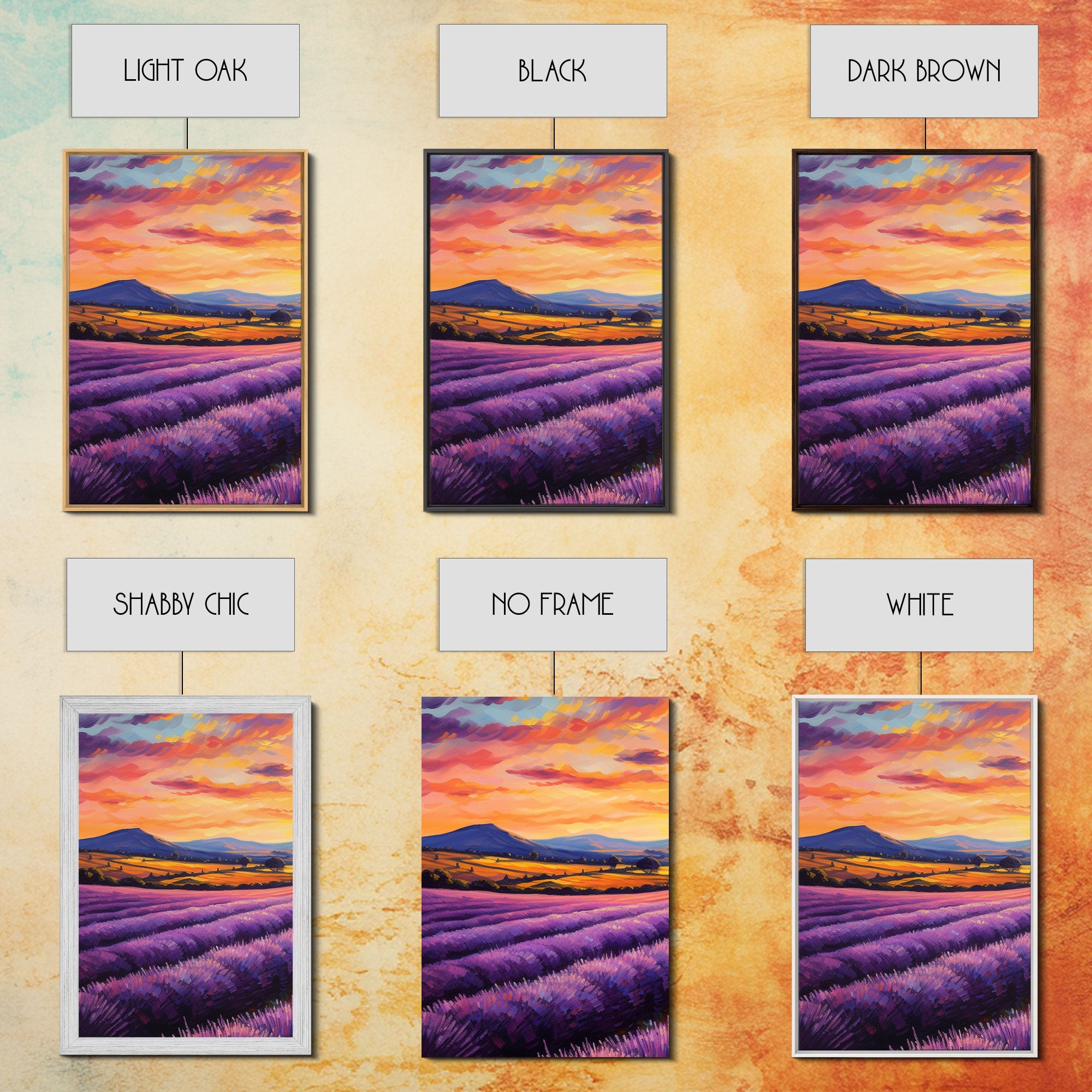 Purple Lavender Fields, 3 Piece Wall Art, Framed Canvas Print