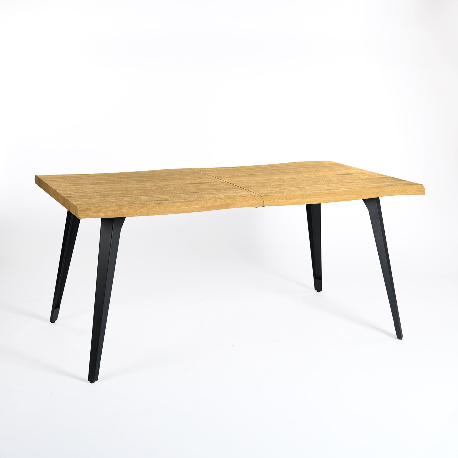 Lancelot 63" Walnut Dining Table for 6 with Black Metal Legs