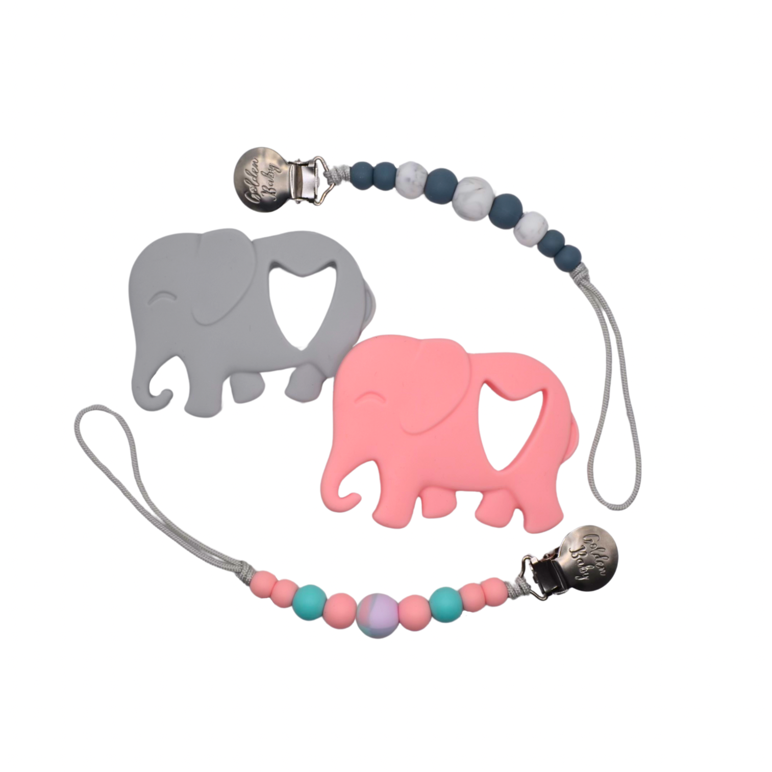 Elephant Teether Set - Pink
