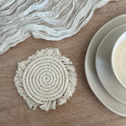 Macramé Drink Coasters, (7-inch)