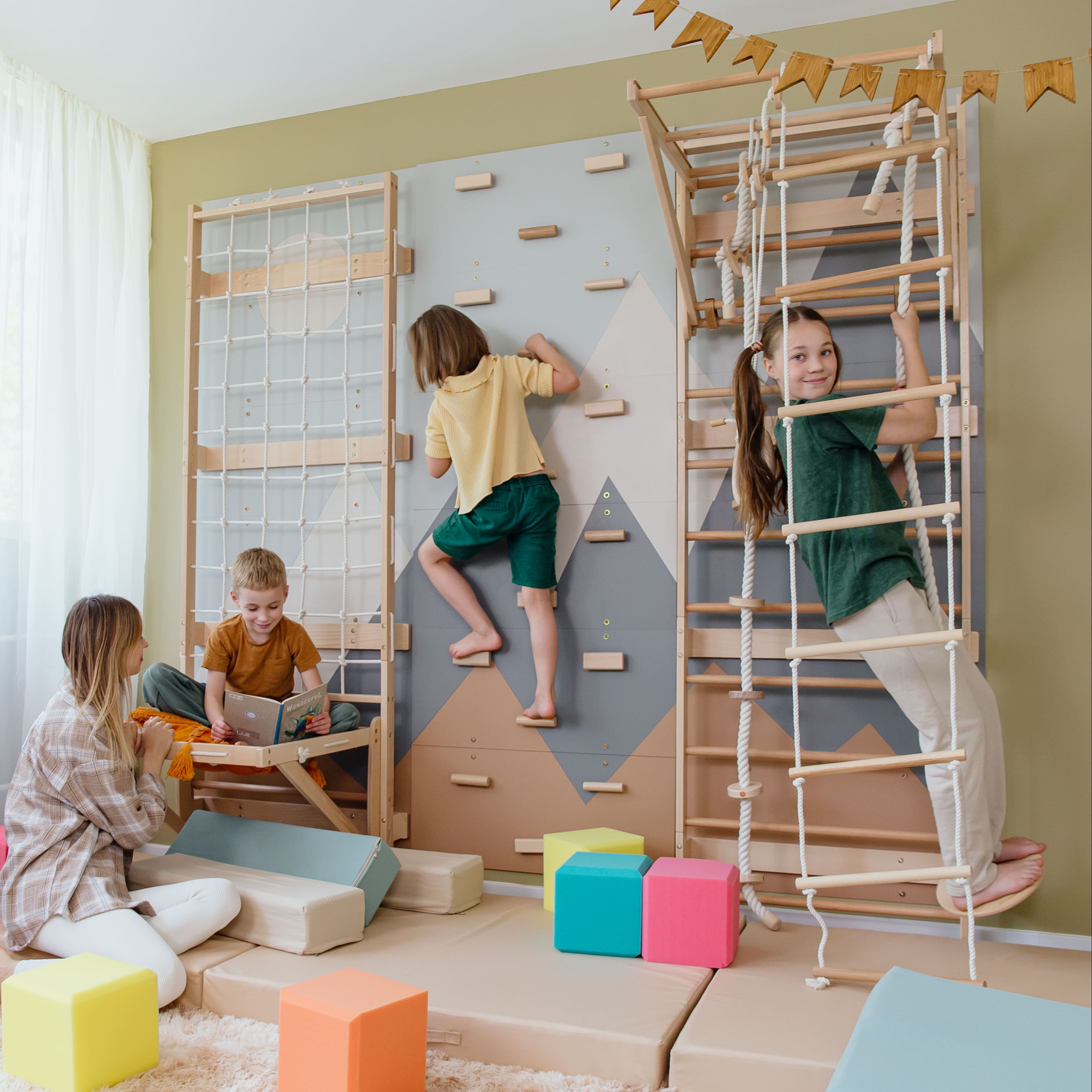 3-in-1 Swedish Ladder Wall Gym for Kids 3+
