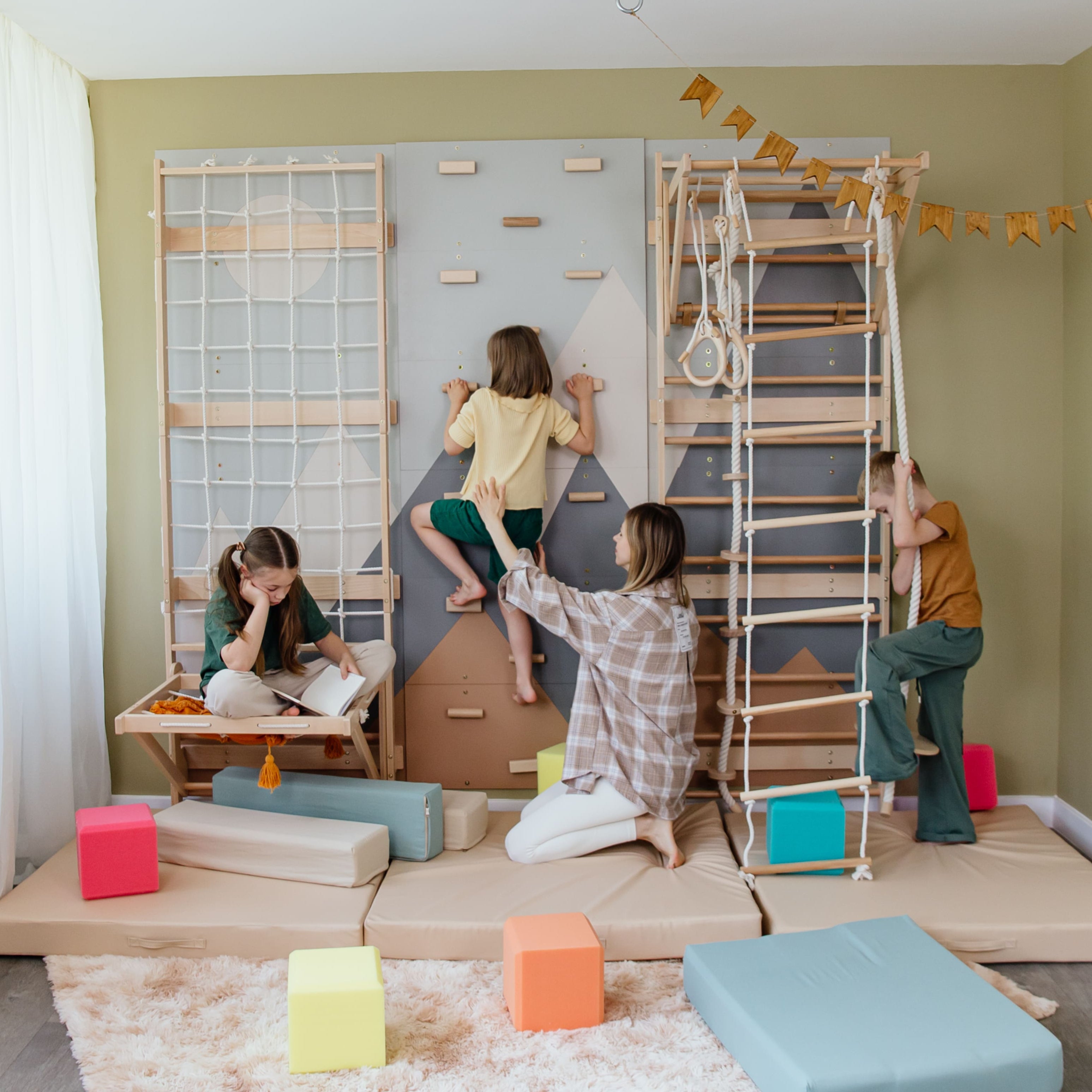 3-in-1 Swedish Ladder Wall Gym for Kids 3+