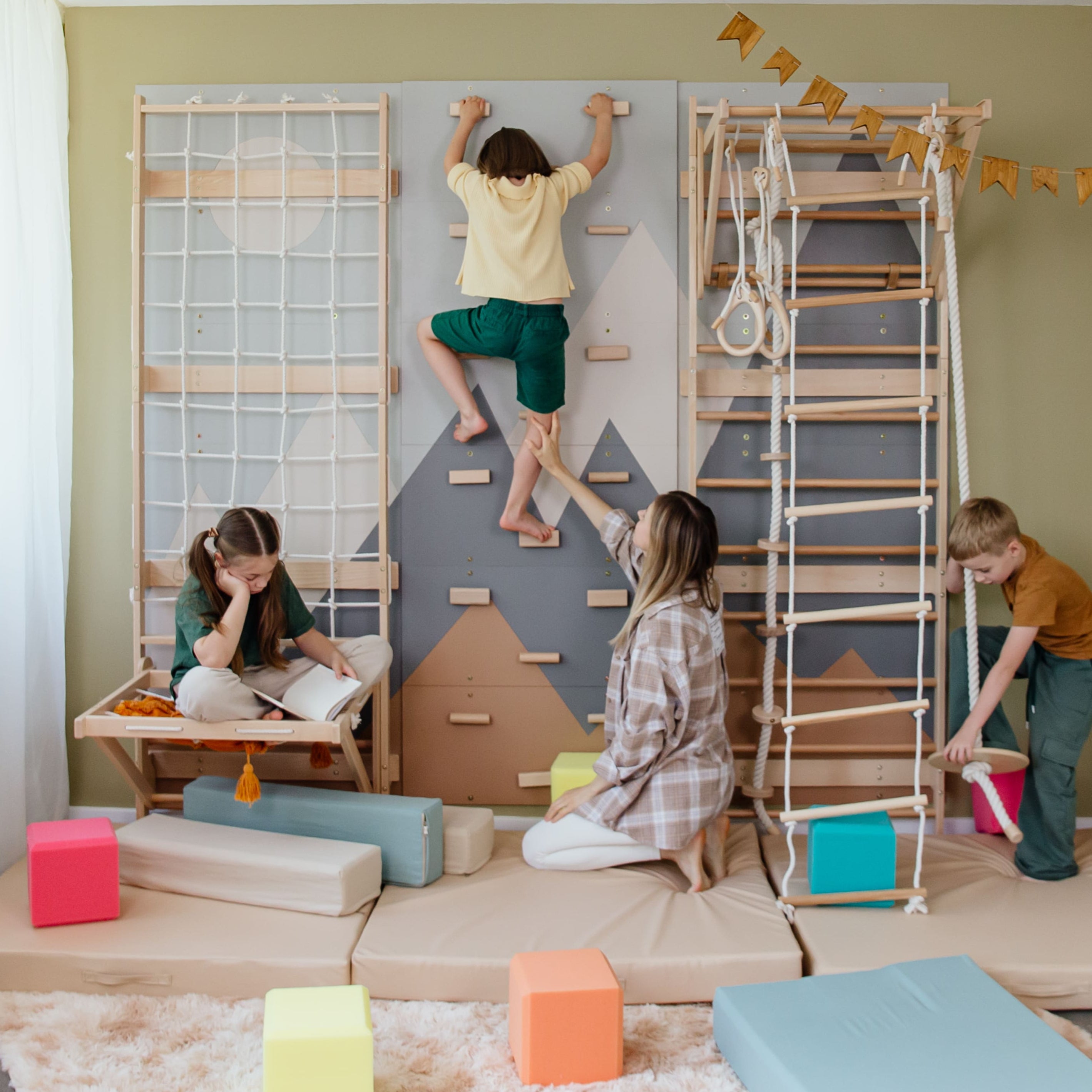 3-in-1 Swedish Ladder Wall Gym for Kids 3+