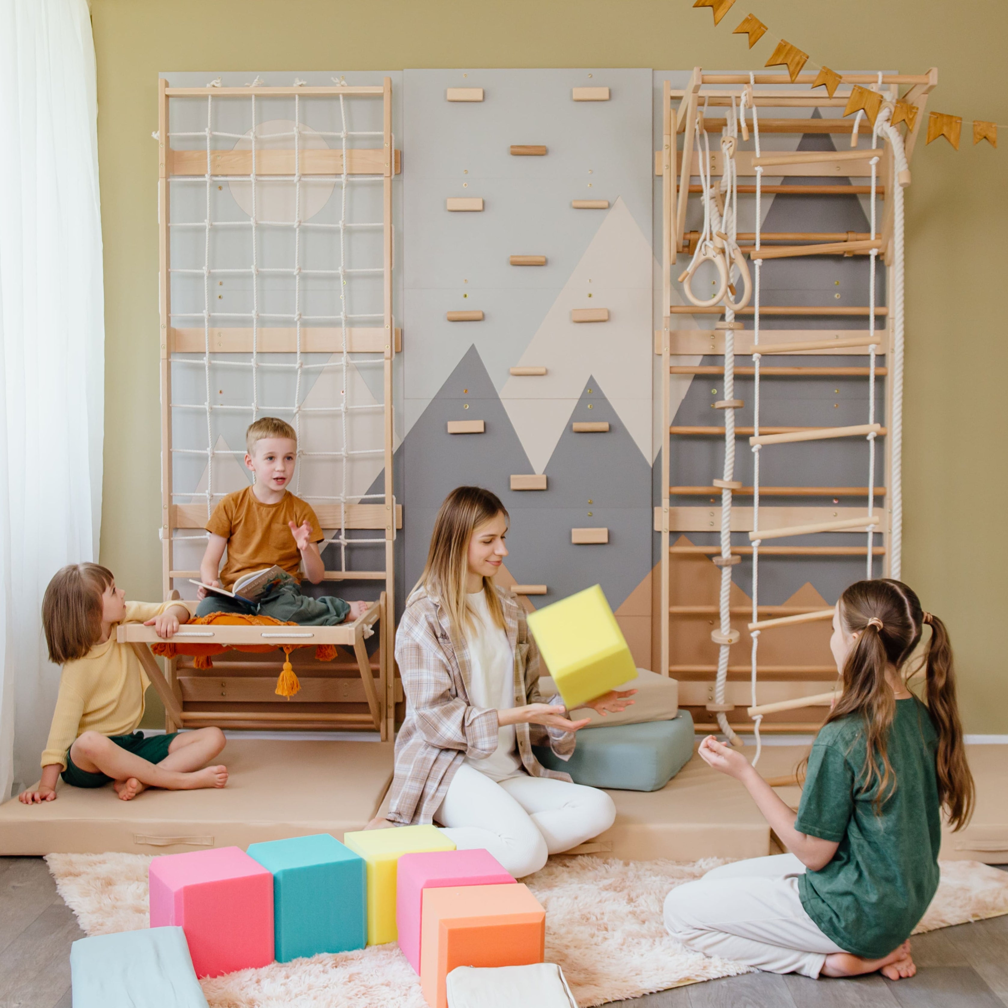 3-in-1 Swedish Ladder Wall Gym for Kids 3+