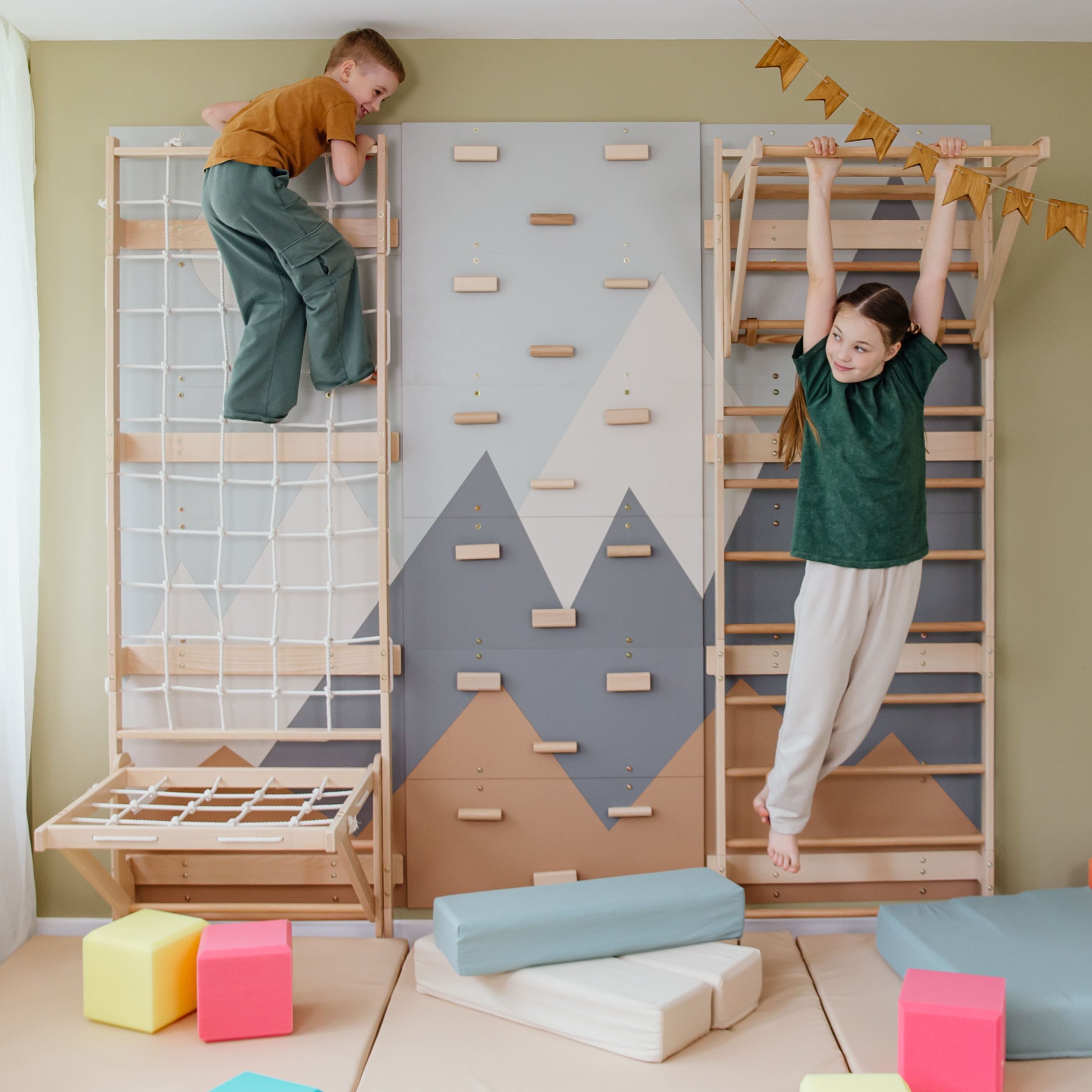 3-in-1 Swedish Ladder Wall Gym for Kids 3+