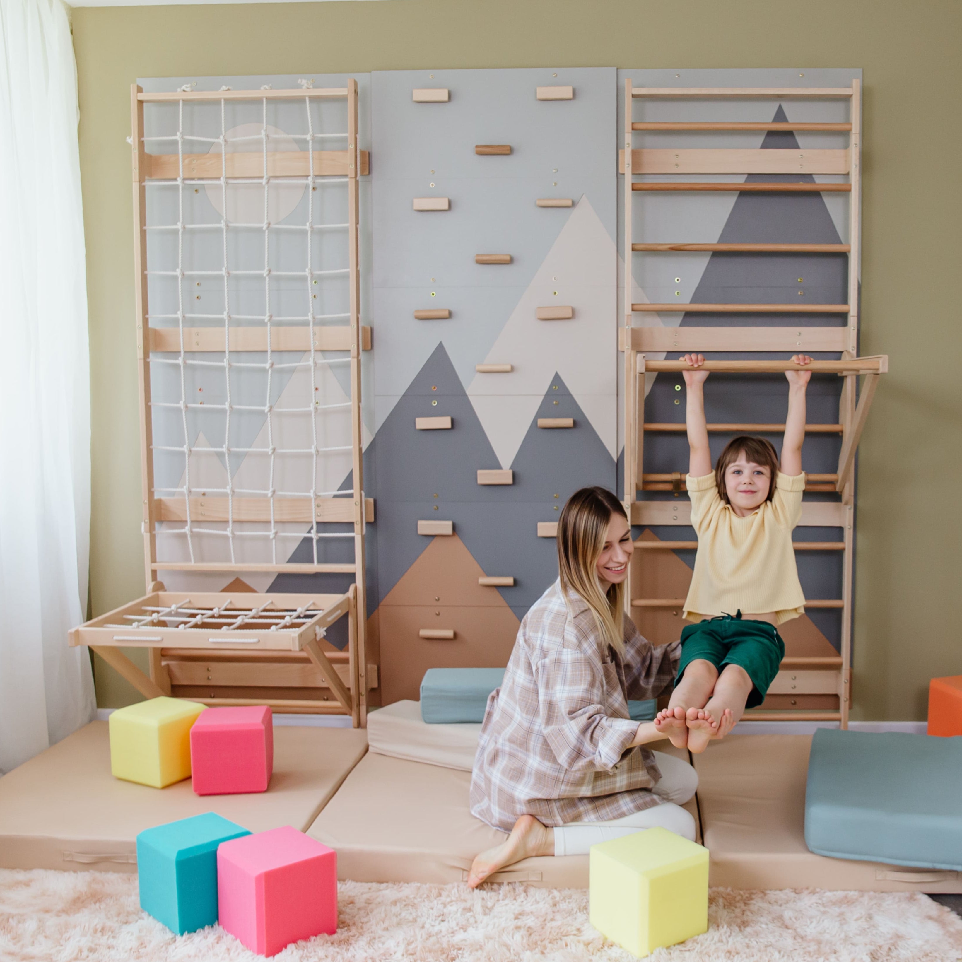 3-in-1 Swedish Ladder Wall Gym for Kids 3+