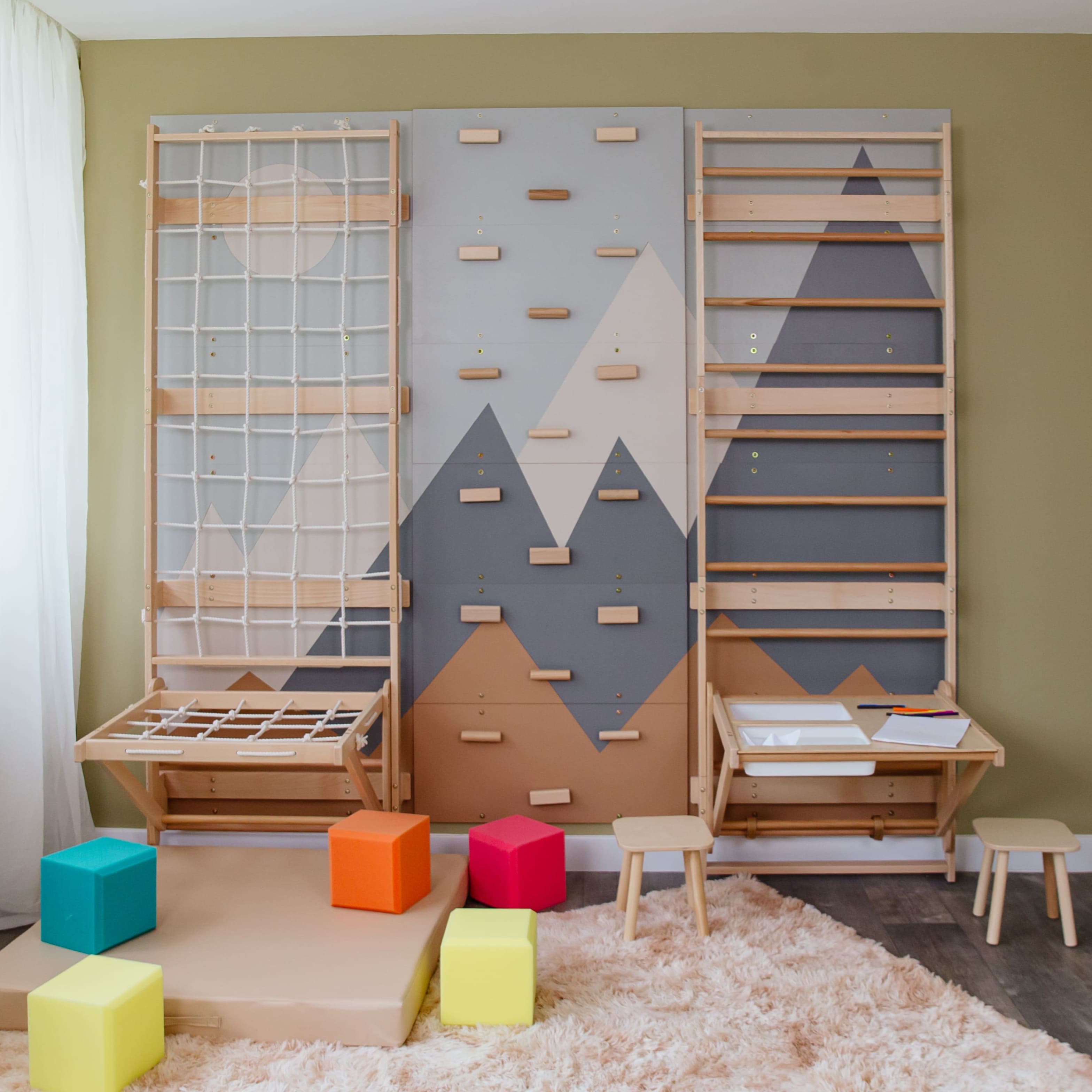 3-in-1 Swedish Ladder Wall Gym for Kids 3+