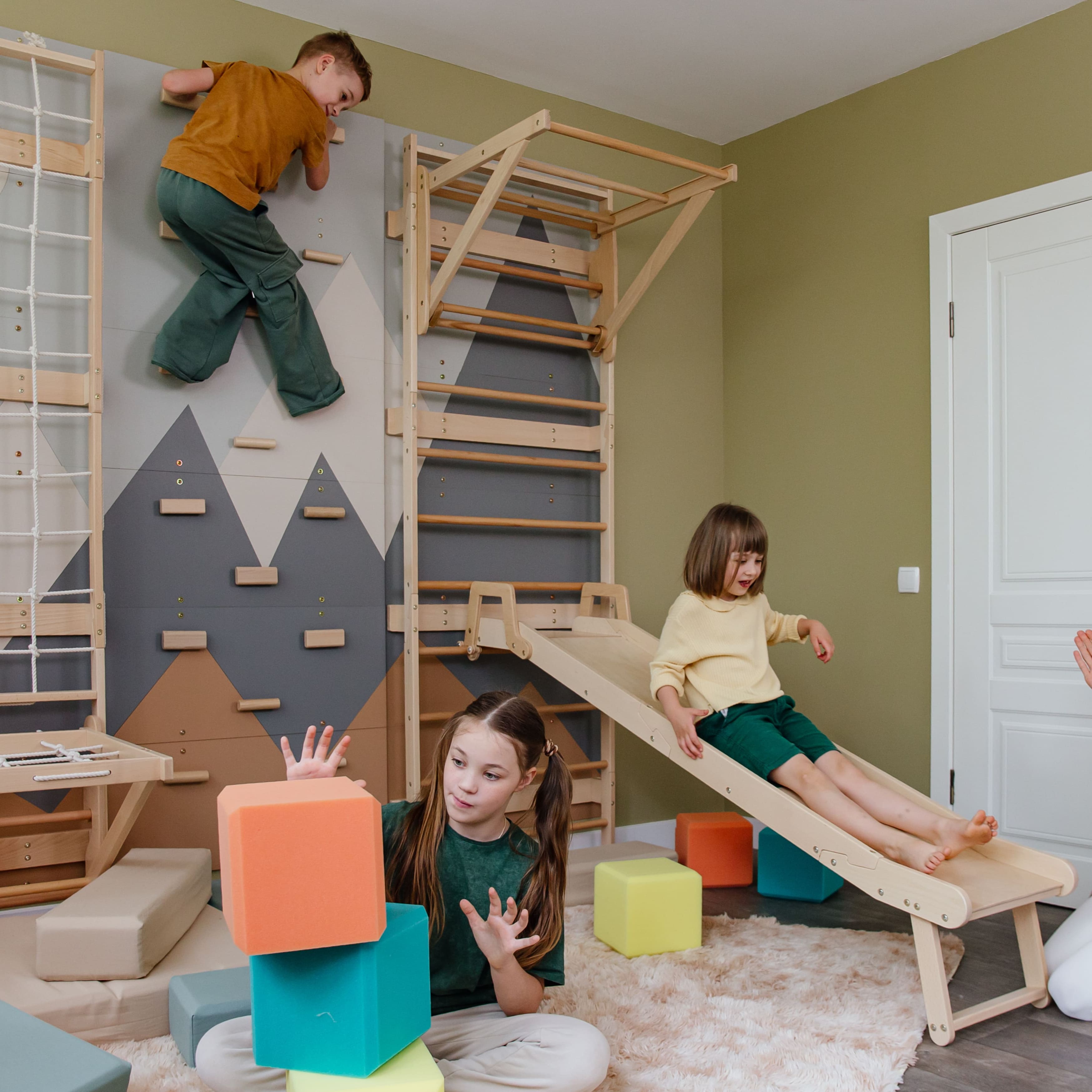 3-in-1 Swedish Ladder Wall Gym for Kids 3+