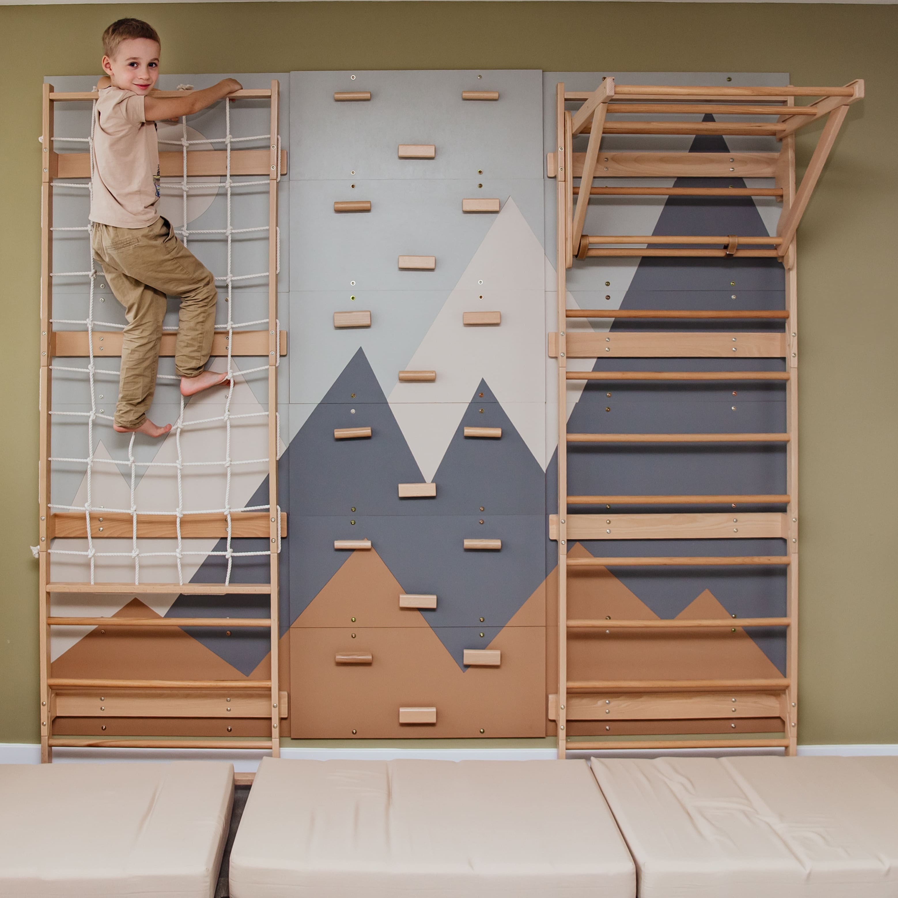 3-in-1 Swedish Ladder Wall Gym for Kids 3+