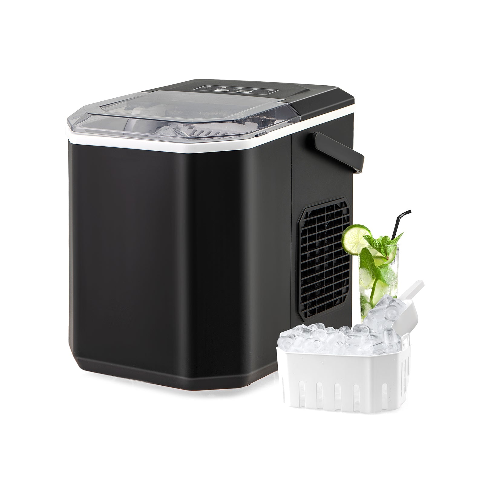 Ice Maker Countertop with Self-Cleaning - Black