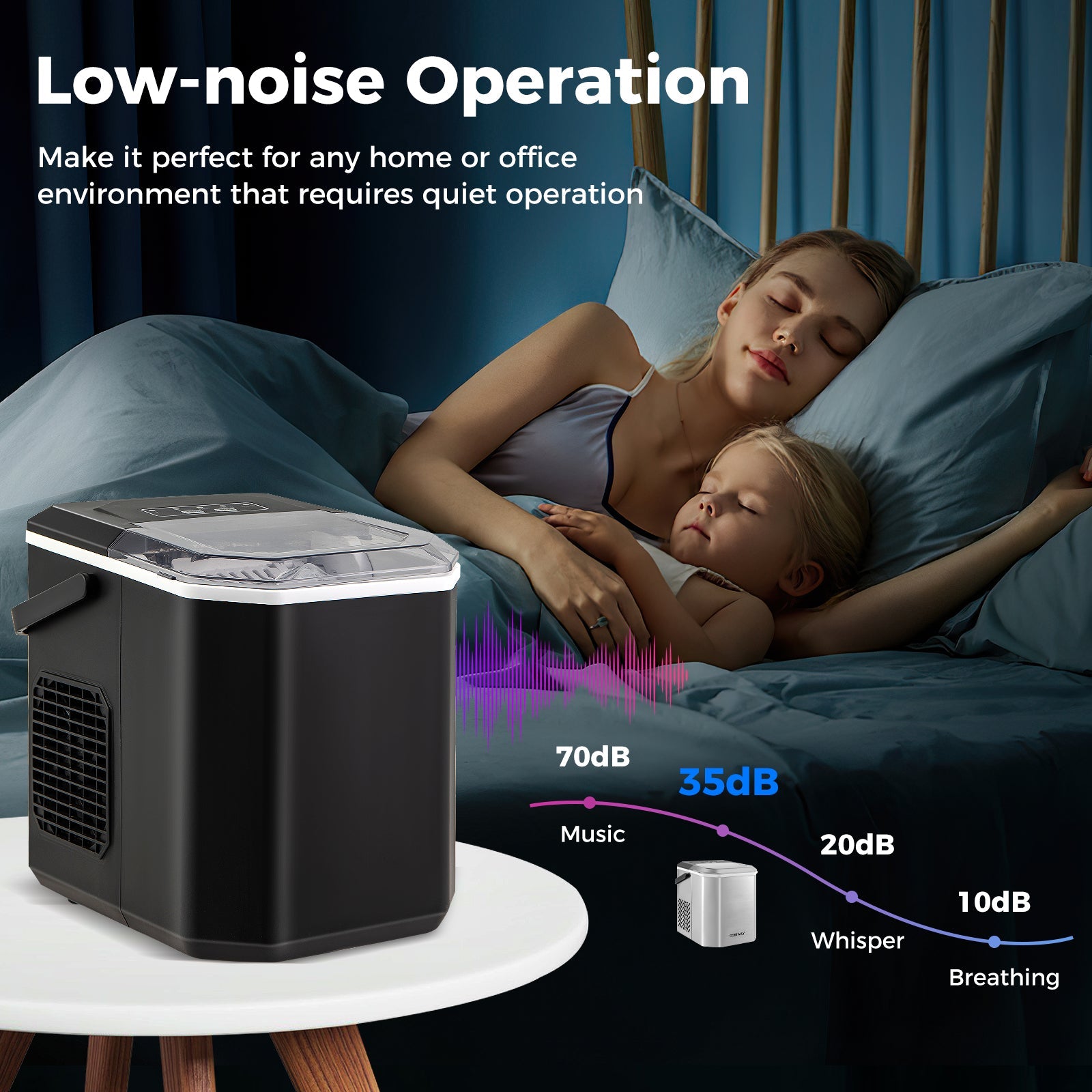 Ice Maker Countertop with Self-Cleaning - Black