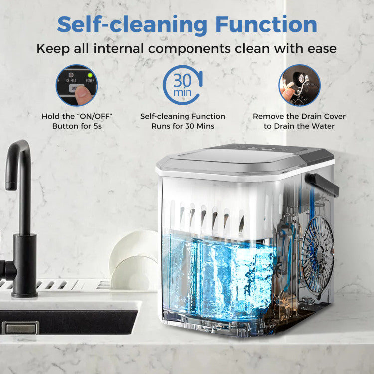Countertop Ice Maker with Self-Cleaning