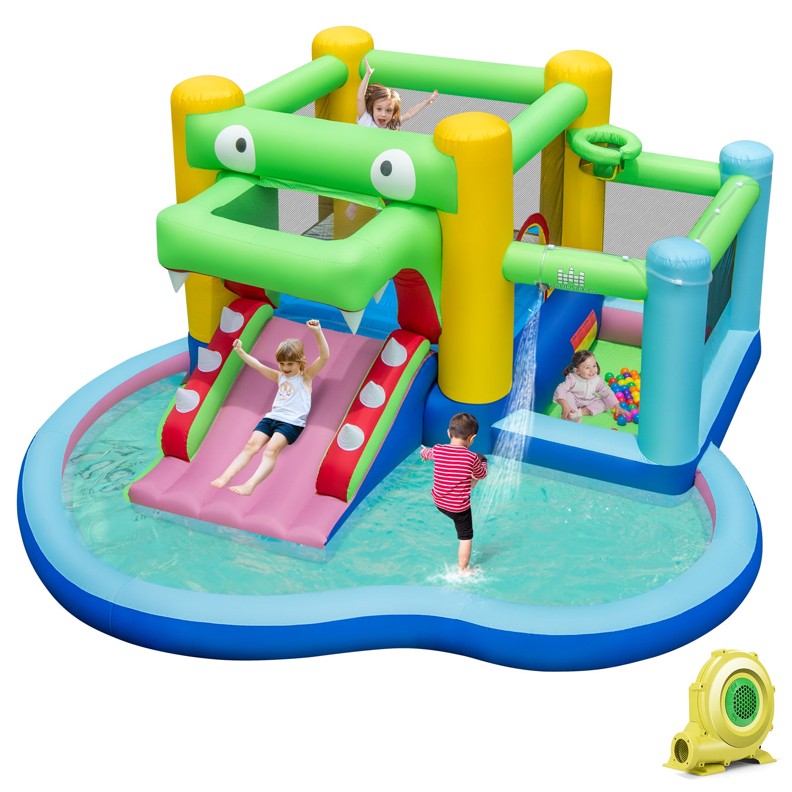 Linensnthings.com Inflatable Bounce House with Slide and Splash Pooland ...