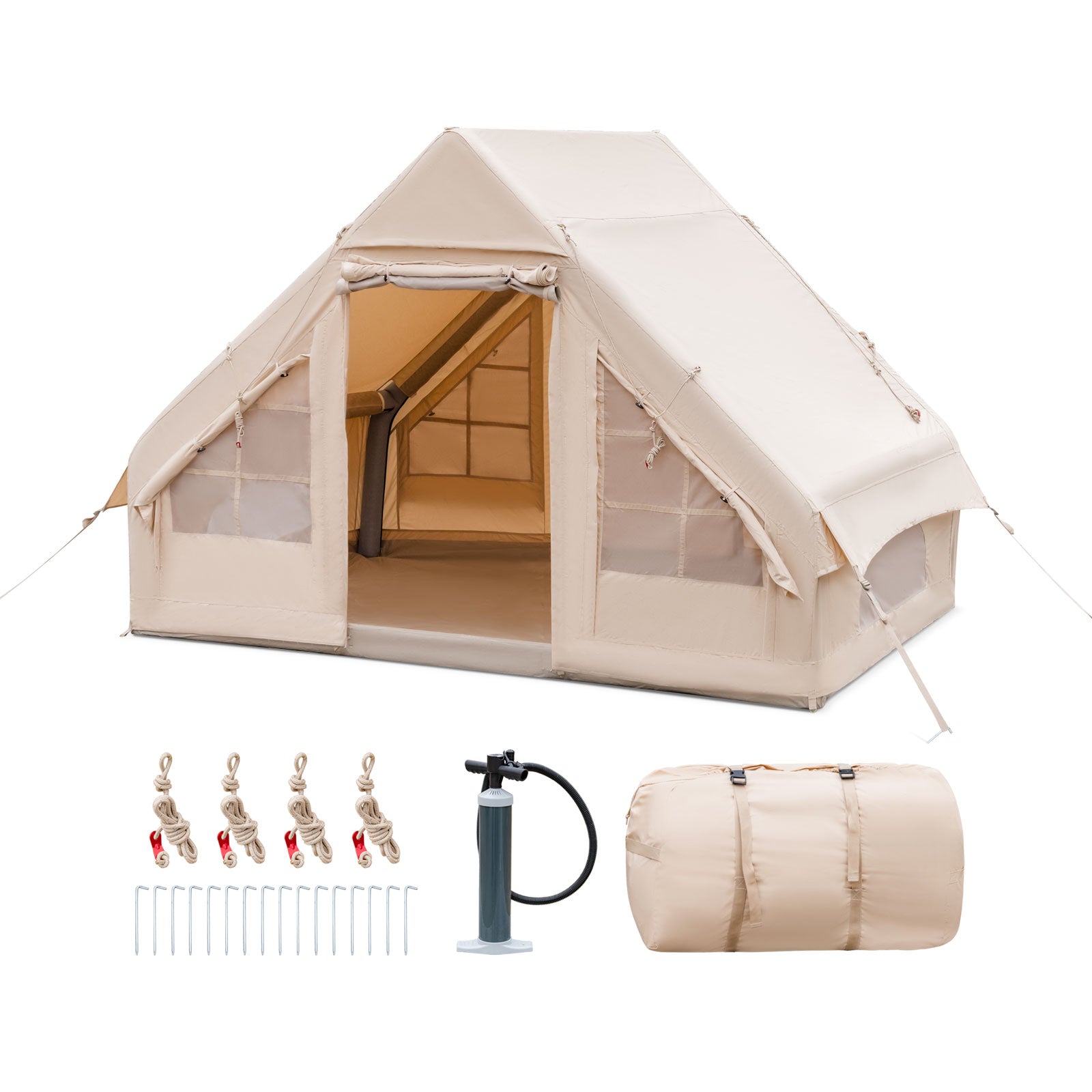 Inflatable Camping Tent 2/4/6 Pump-Beige