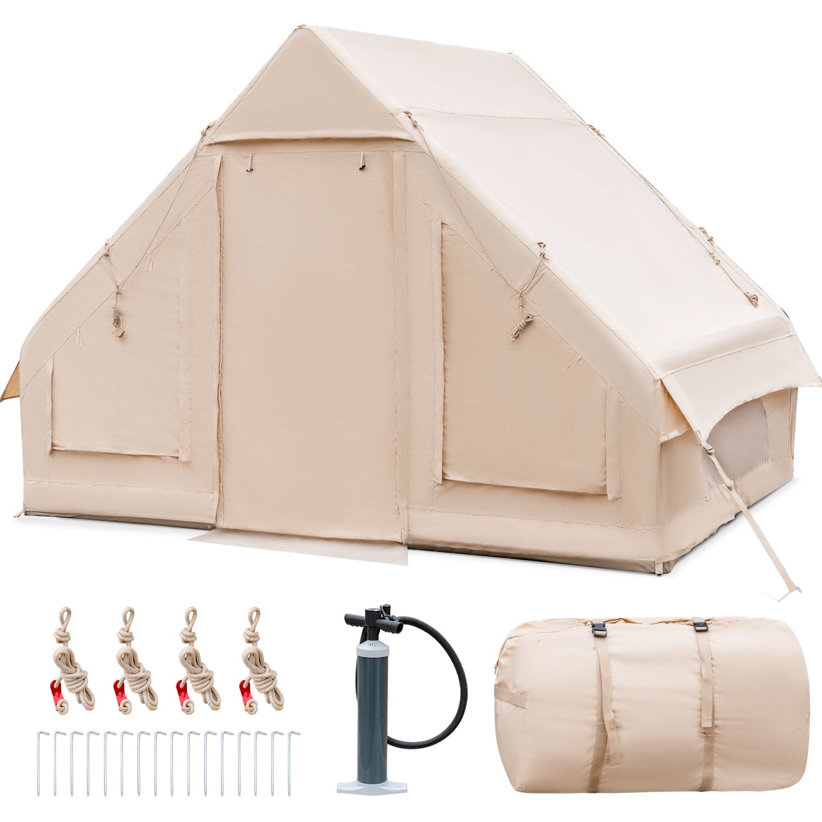 Inflatable Camping Tent 2/4/6 Pump-Beige