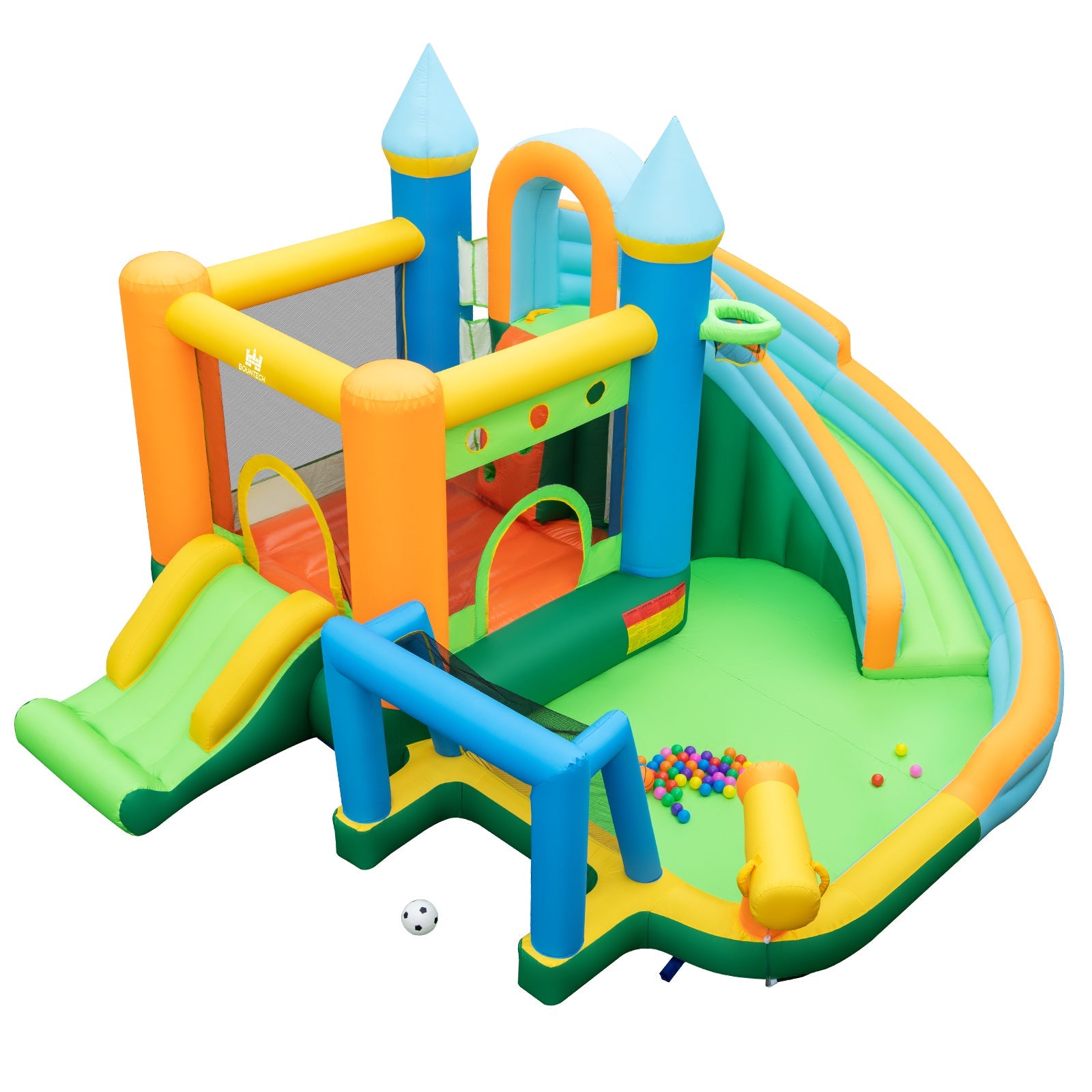 Inflatable Water Slide Blowup Bounce House with Dual Slides and Splash Pool