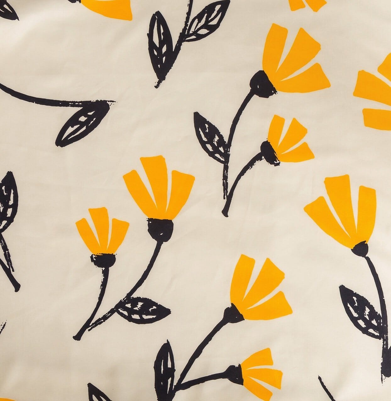 Floral Golden Orange Ivory Duvet Cover Set w/ Pillow Cases