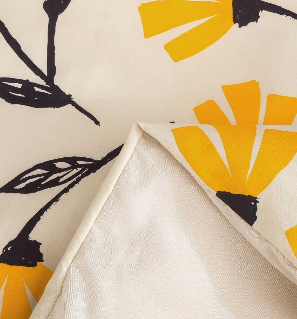 Floral Golden Orange Ivory Duvet Cover Set w/ Pillow Cases