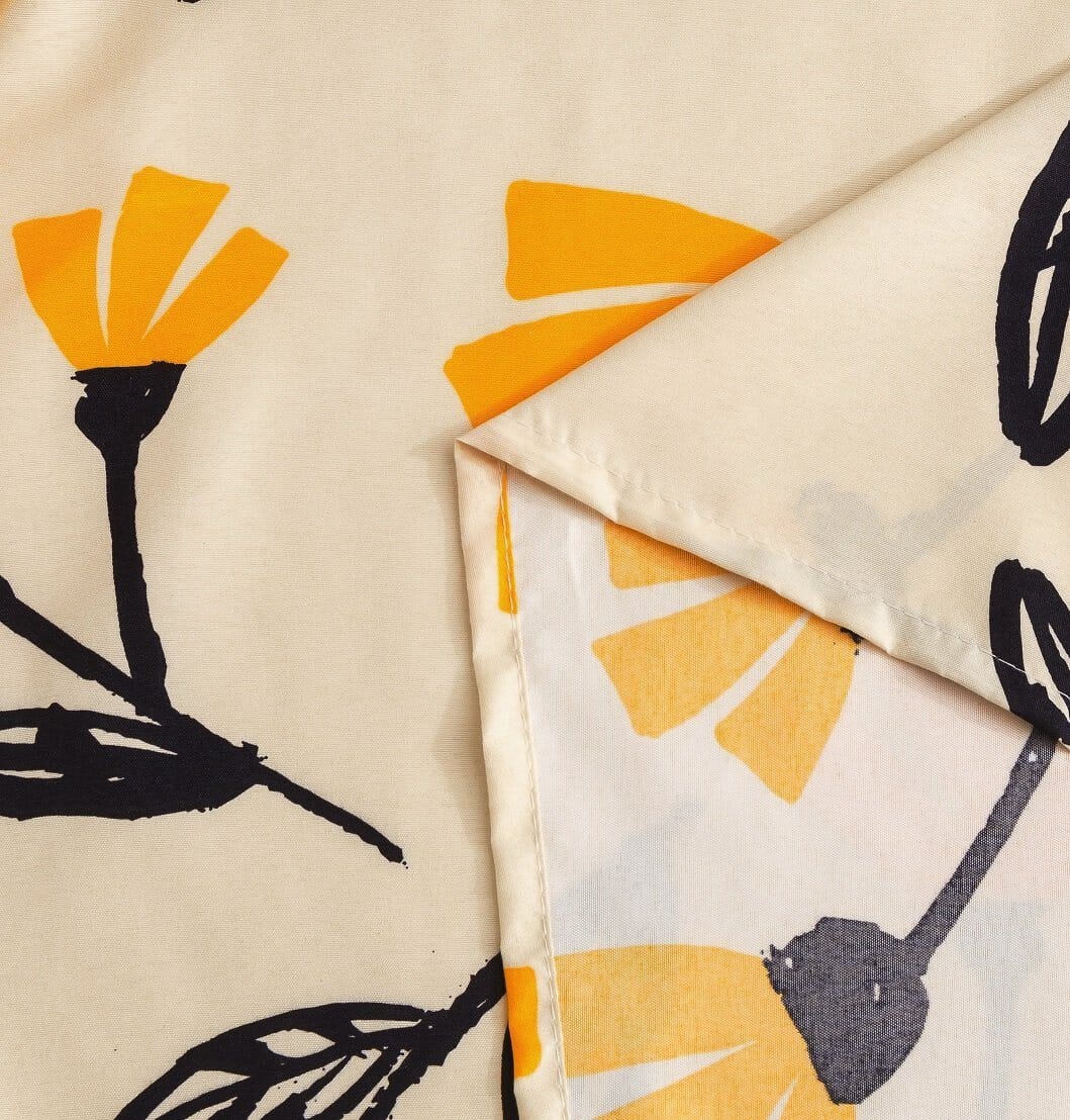 Yellow Fleur Golden Orange Duvet Cover & Fitted Flat Bed Sheets Set