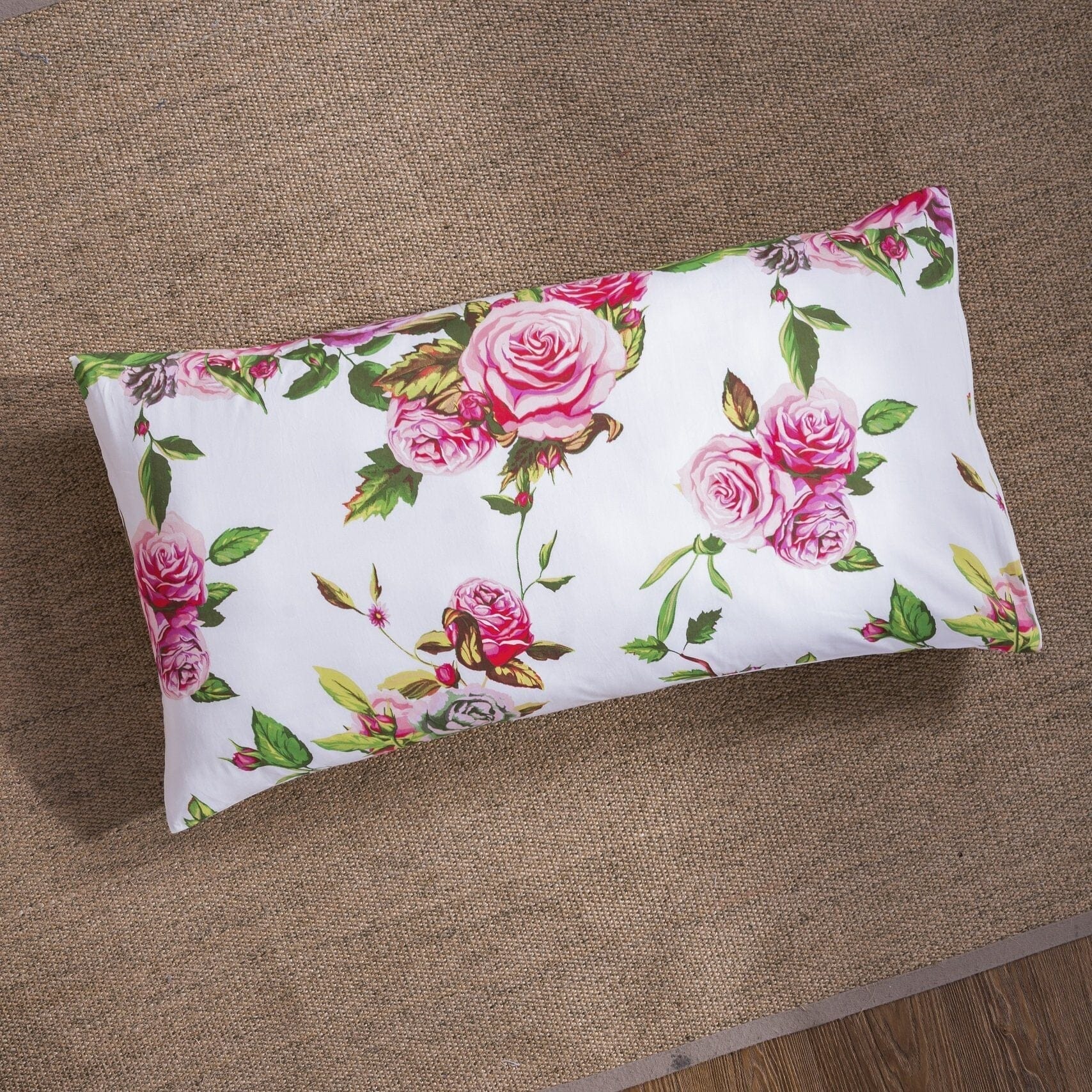 Pink Floral Garden Fitted & Flat Bed Sheet Set w/ Pillowcases