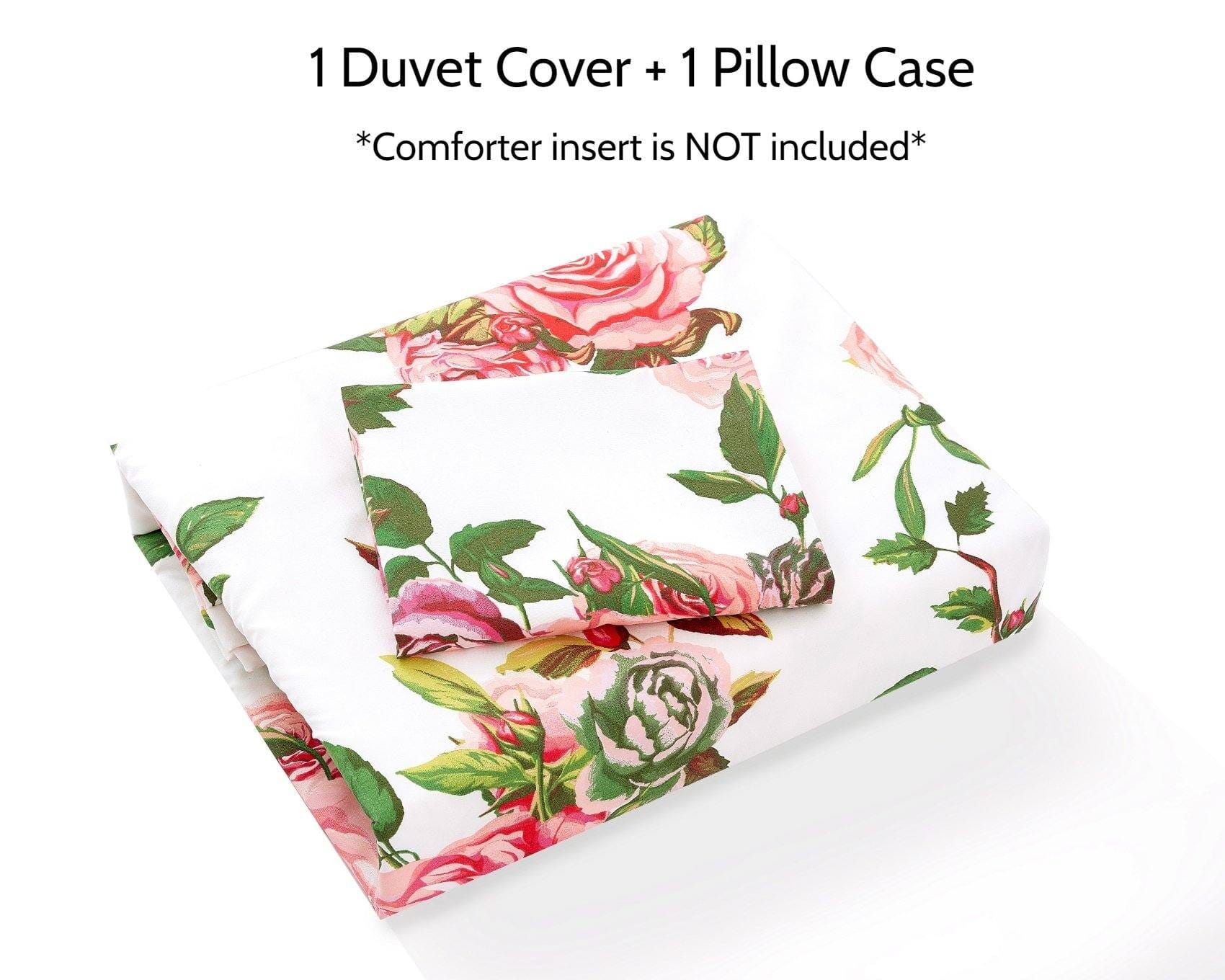 Lovely Spring Pink Floral Duvet Cover Set w/ Pillow Cases