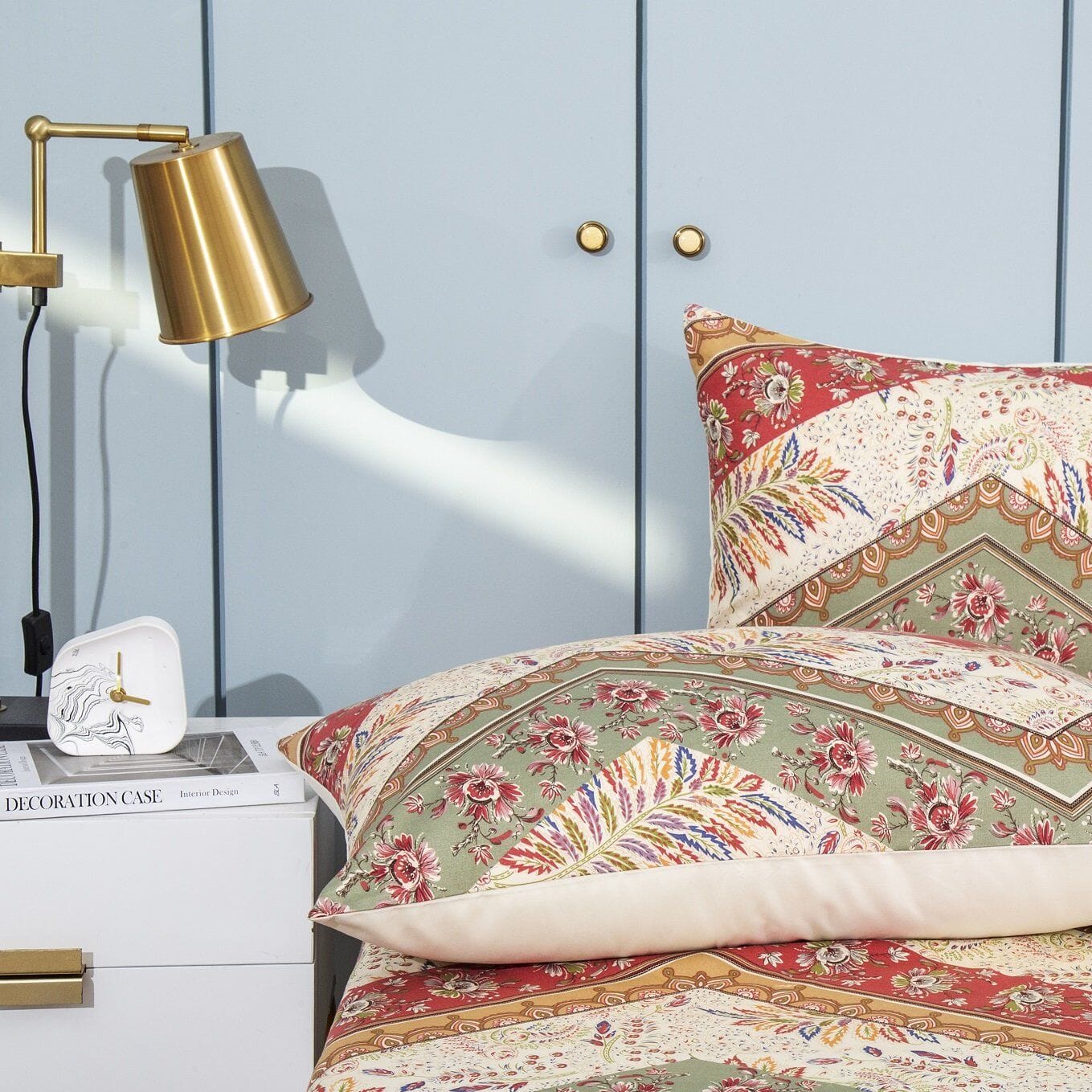 Chevron Floral Flat Bed Sheet w/ Pillowcases