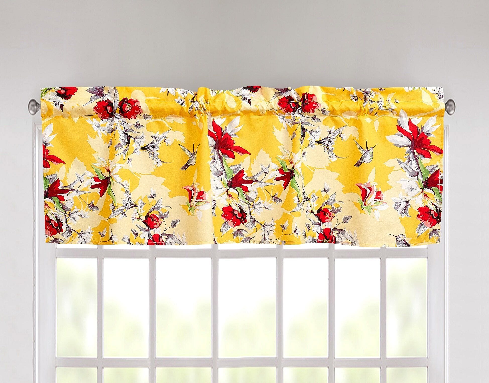 Sunshine Yellow Hummingbirds Floral Duvet Cover & Fitted Flat Bed Sheets Set