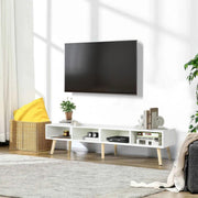 Mid-Century Style TV Stand in White with Wood Legs