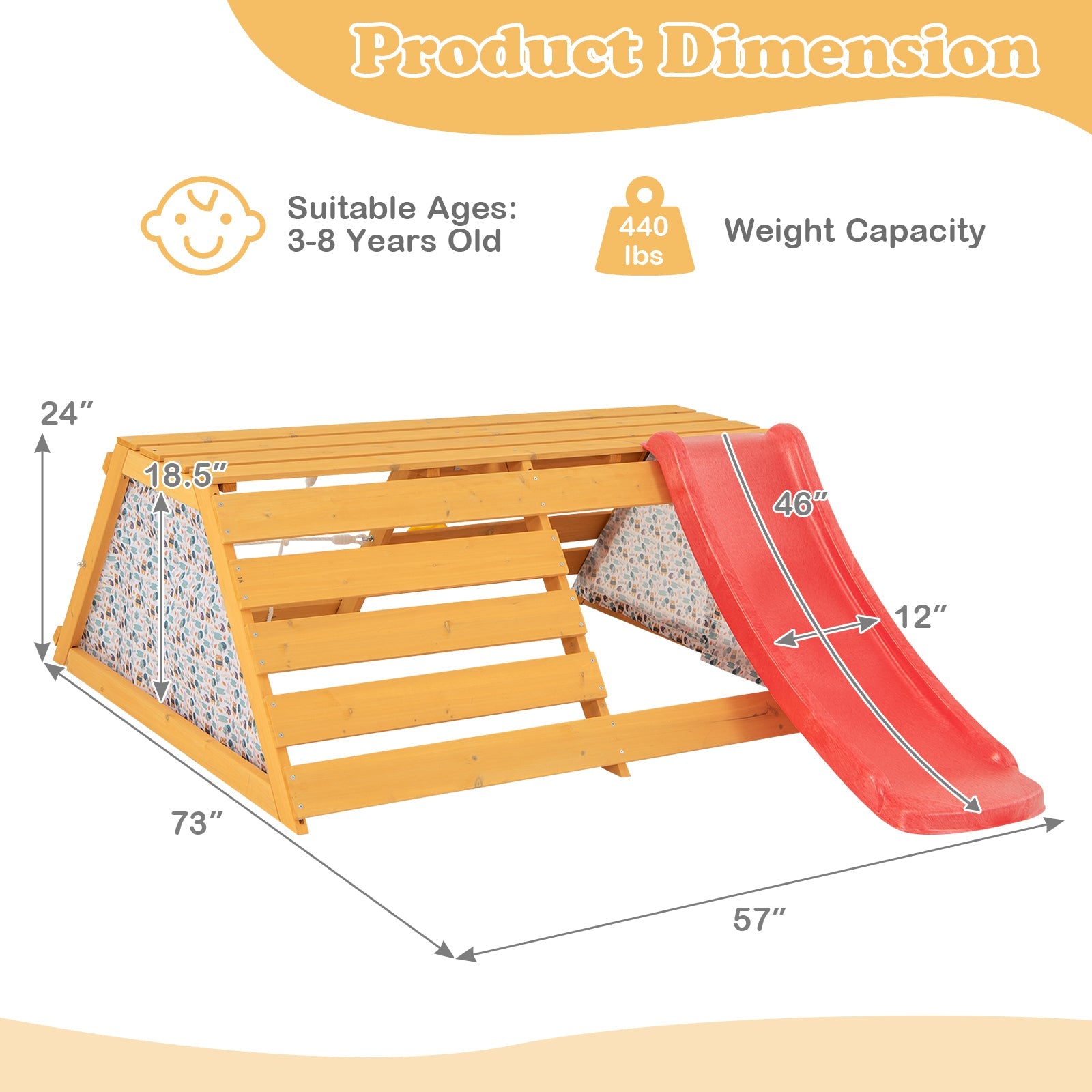 5-in-1 Wooden Indoor Jungle Gym with Slide Rock Climbing Wall Rope Wall Climber