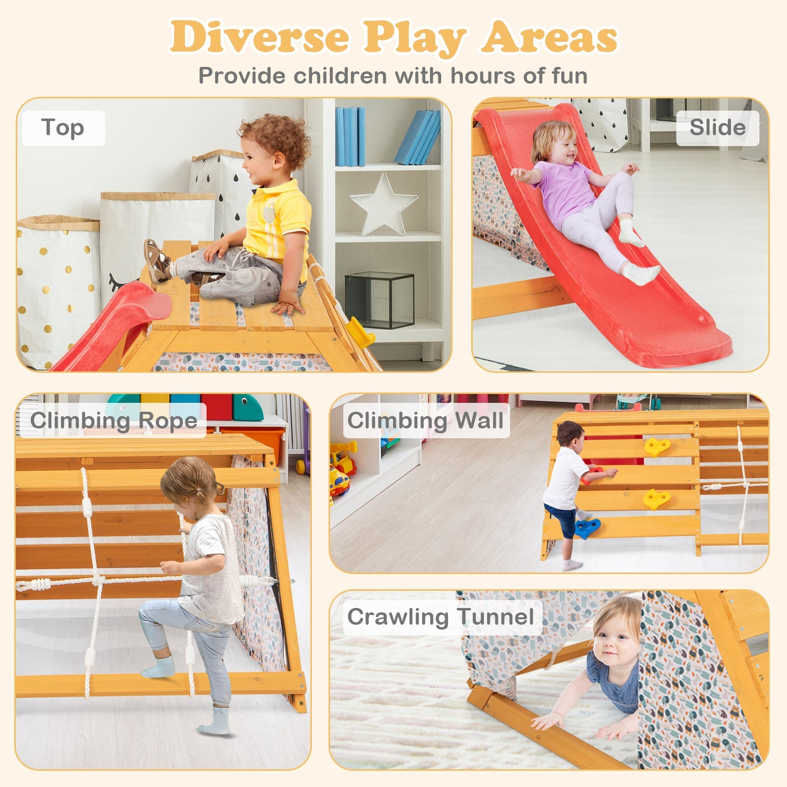 5-in-1 Jungle Gym Wooden Indoor Playground