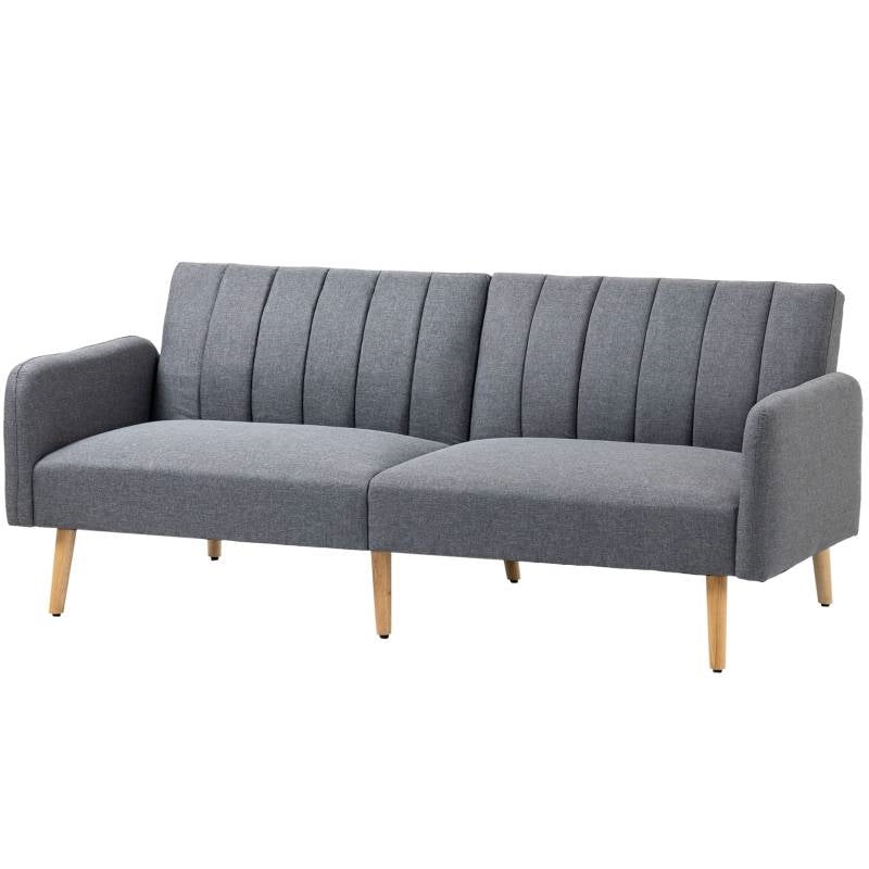 Mid-Century Light Gray Futon Sleeper Sofa Bed