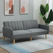 Mid-Century Light Gray Futon Sleeper Sofa Bed