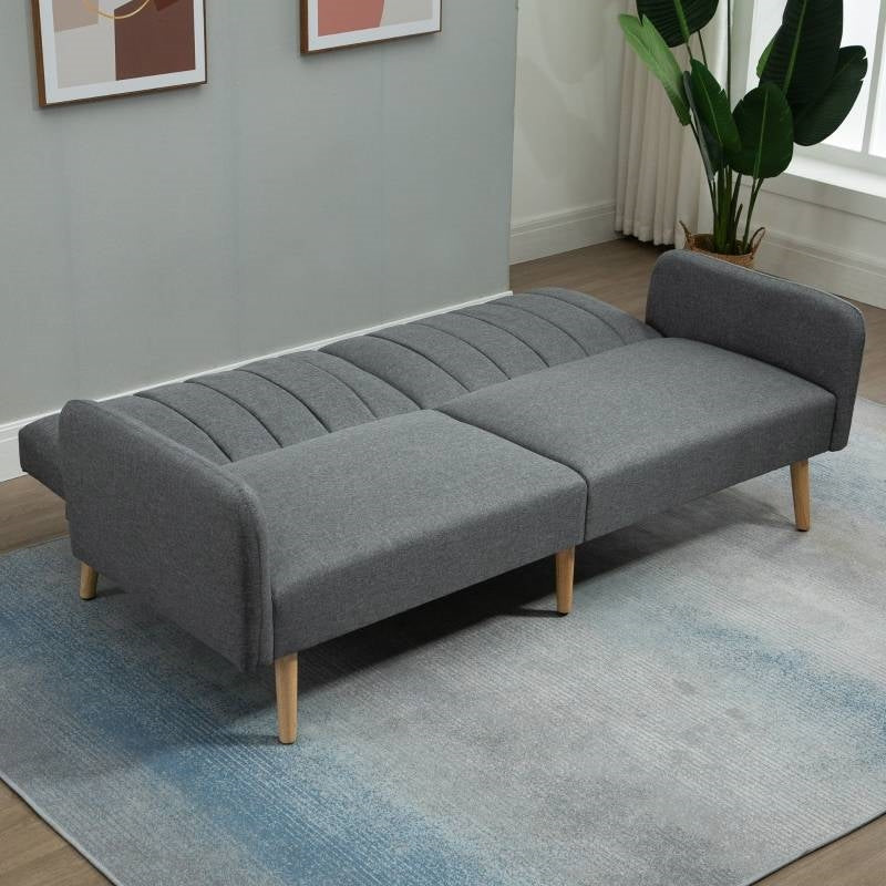 Mid-Century Light Gray Futon Sleeper Sofa Bed