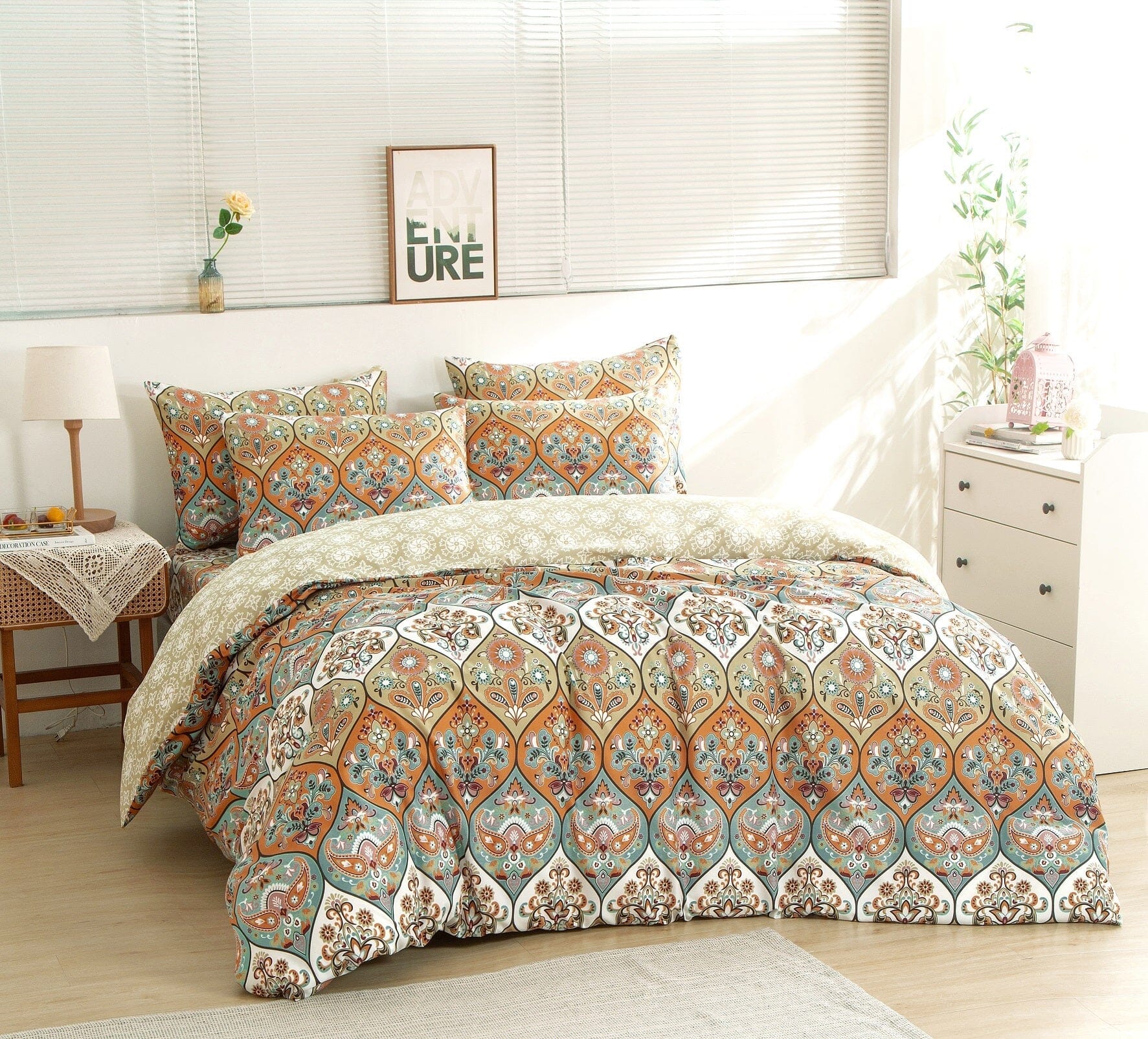 Bohemian Duvet Cover w/Pillow Cases - Reversible