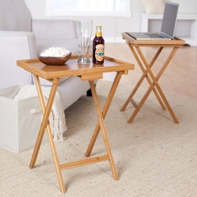 Set of 2 Bamboo Wood Coffee Tables in Natural