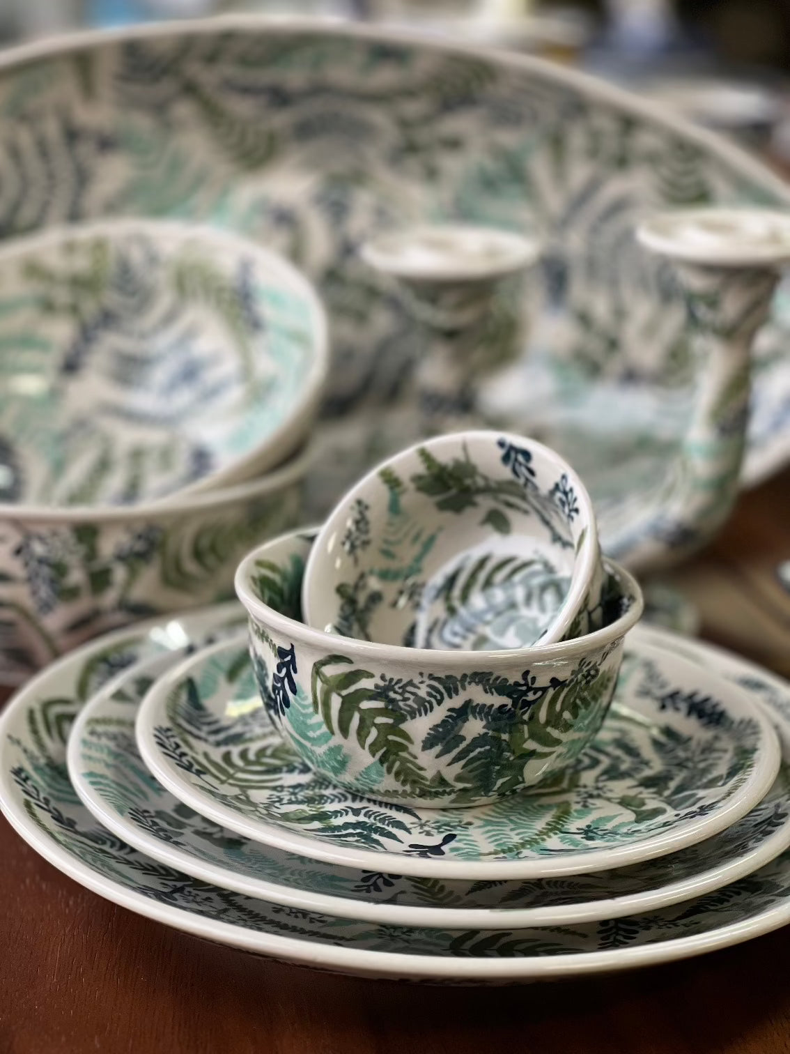 Plate, Round, Dinner, 10" in "Scattered Ferns" by Manufaktura | T132S-GZ39 by The Polish Pottery Outlet