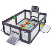 Large Baby Playpen with Mat and Ocean Balls-Dark gray