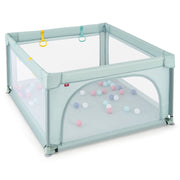 Large Kids Activity Center Baby Playpen for Toddlers with 4 Pull Rings-Blue