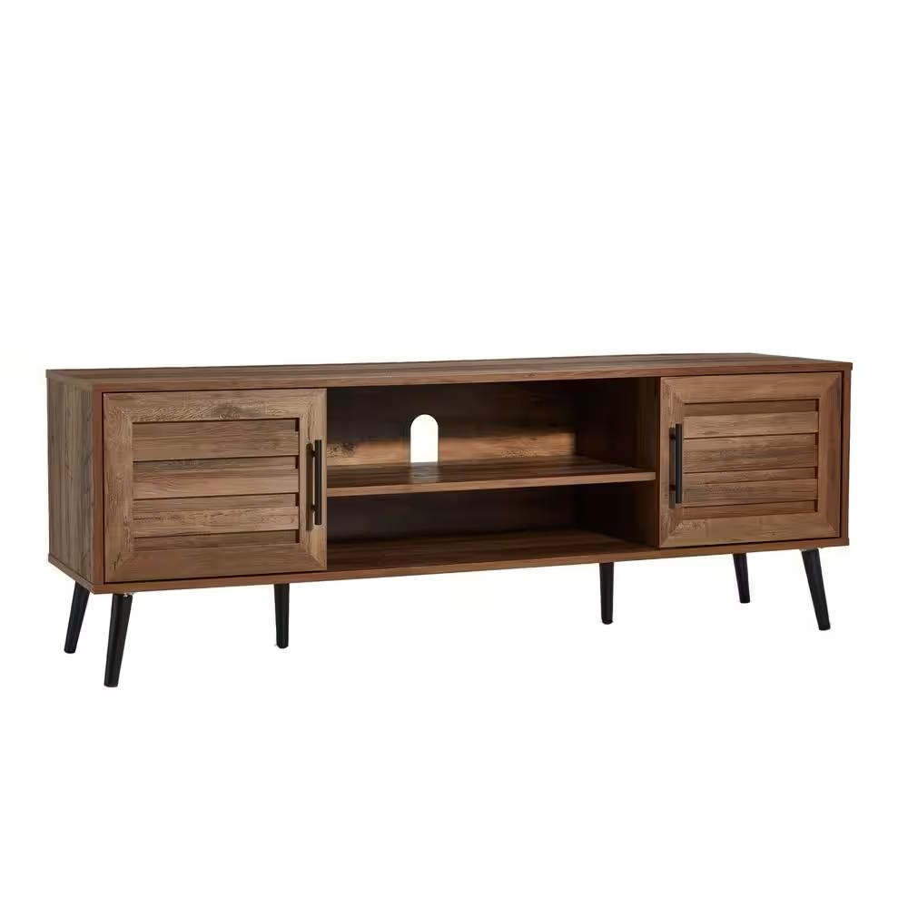 Rustic Wood Finish TV Stand with Mid-Century Legs